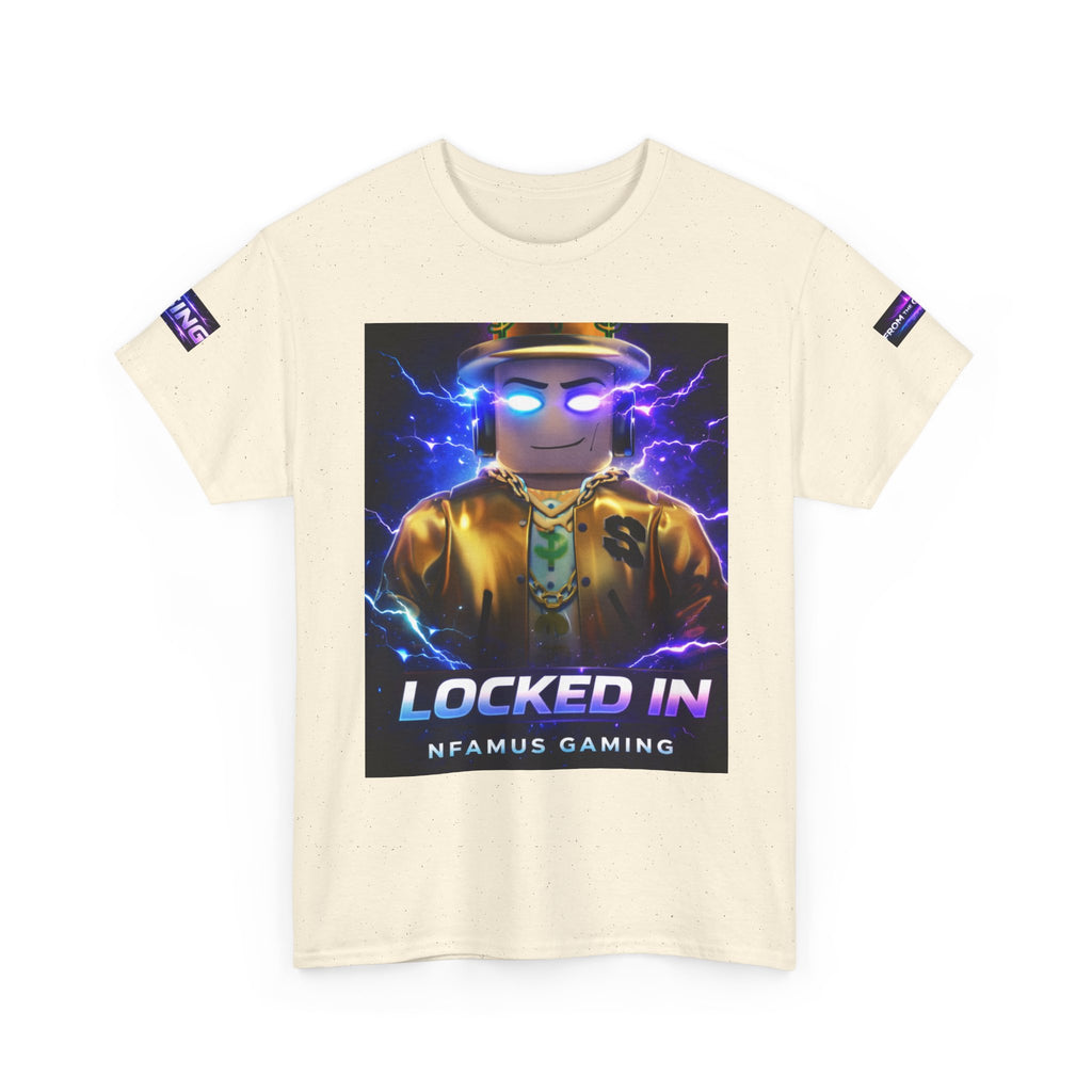 Gaming T-Shirt — "Locked In" NFAMUS Gaming Tee with Neon Game Zone Design