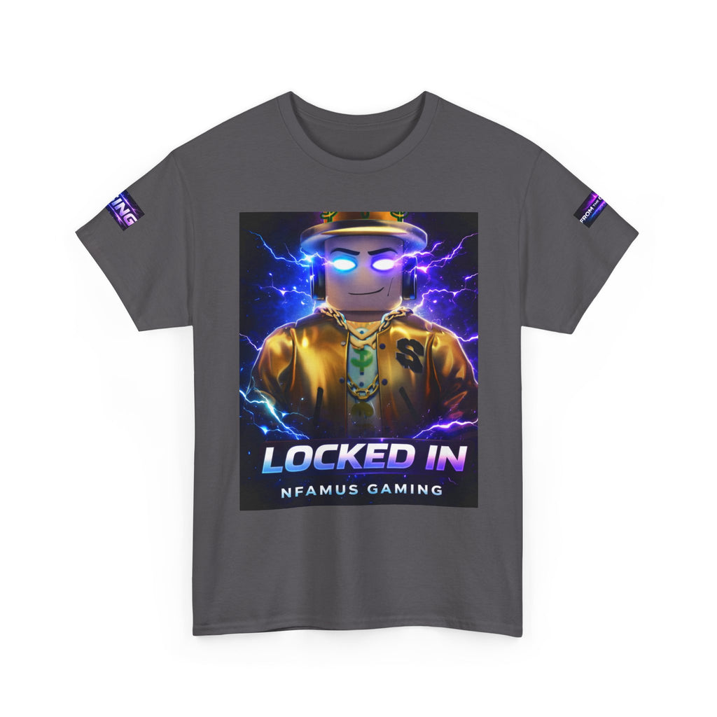 Gaming T-Shirt — "Locked In" NFAMUS Gaming Tee with Neon Game Zone Design
