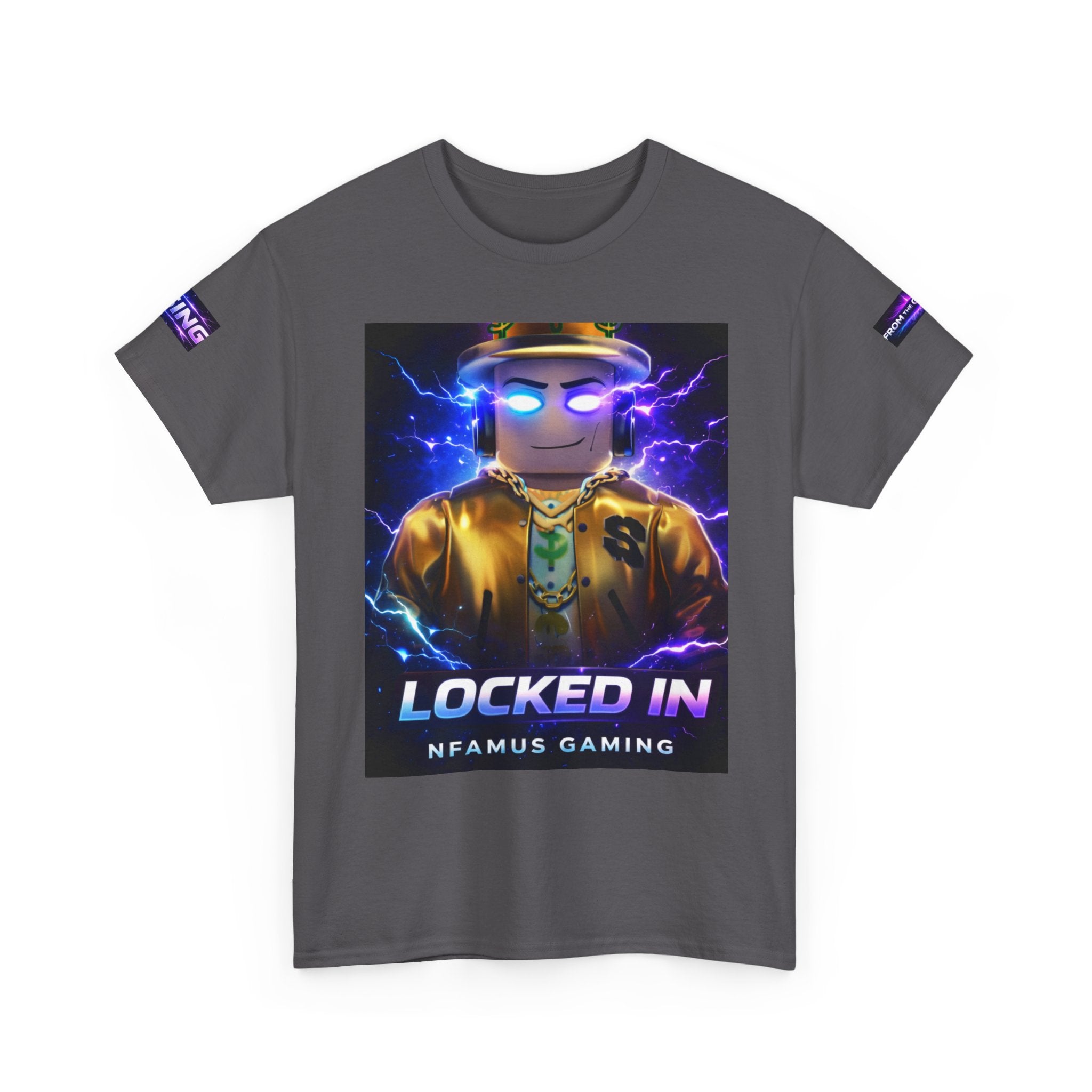 Gaming T-Shirt — "Locked In" NFAMUS Gaming Tee with Neon Game Zone Design