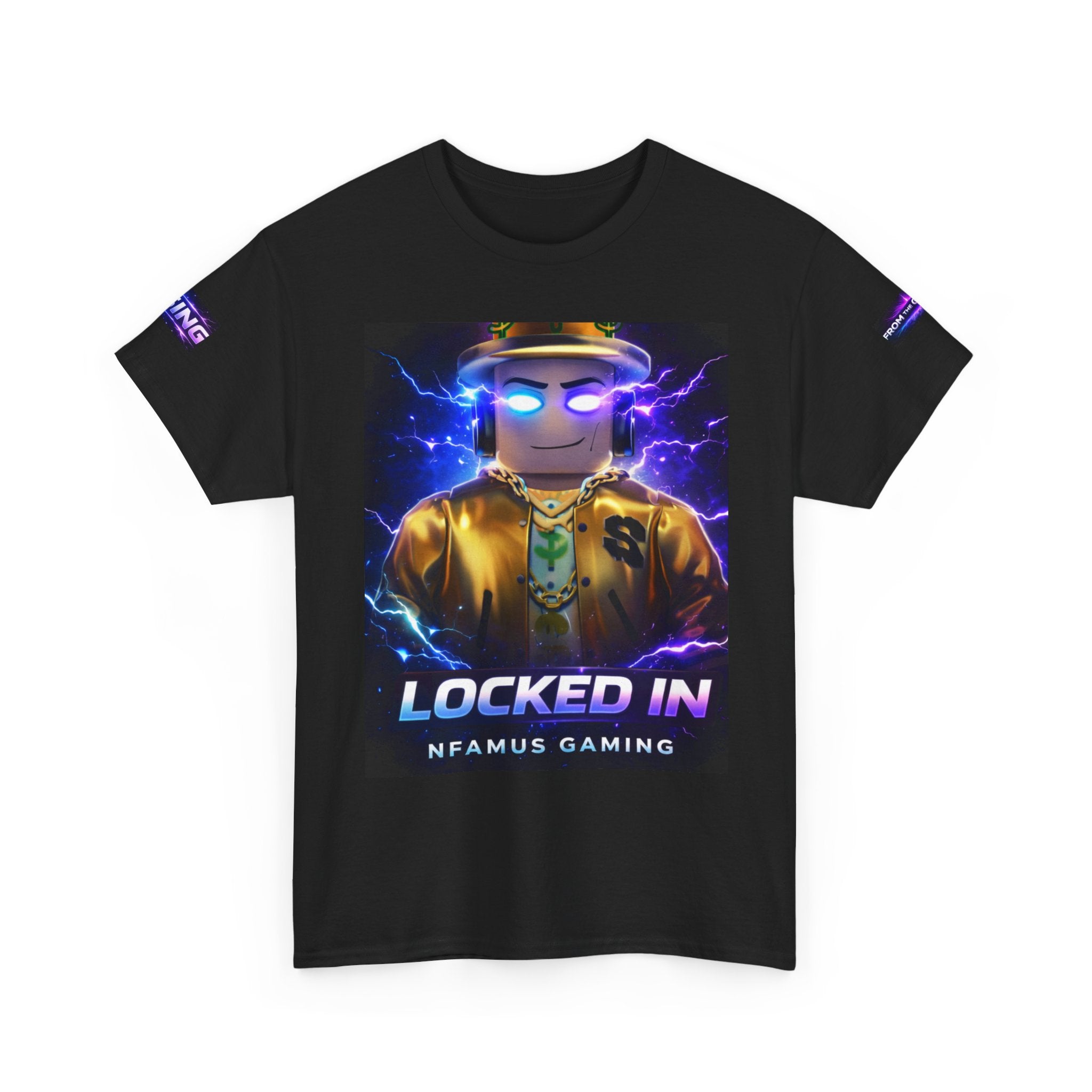 Gaming T-Shirt — "Locked In" NFAMUS Gaming Tee with Neon Game Zone Design