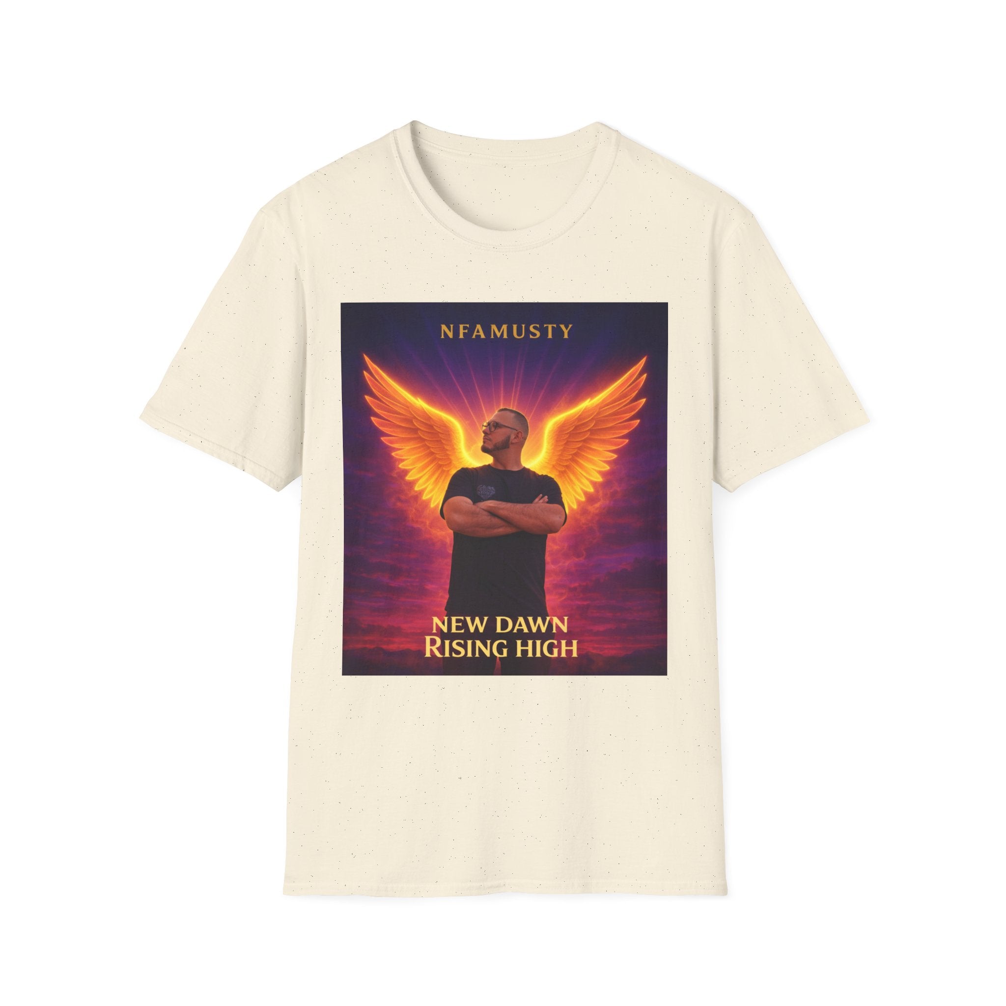 New Dawn Rising High T‑Shirt — NFAMUSTY Angel Wings Album Art Tee