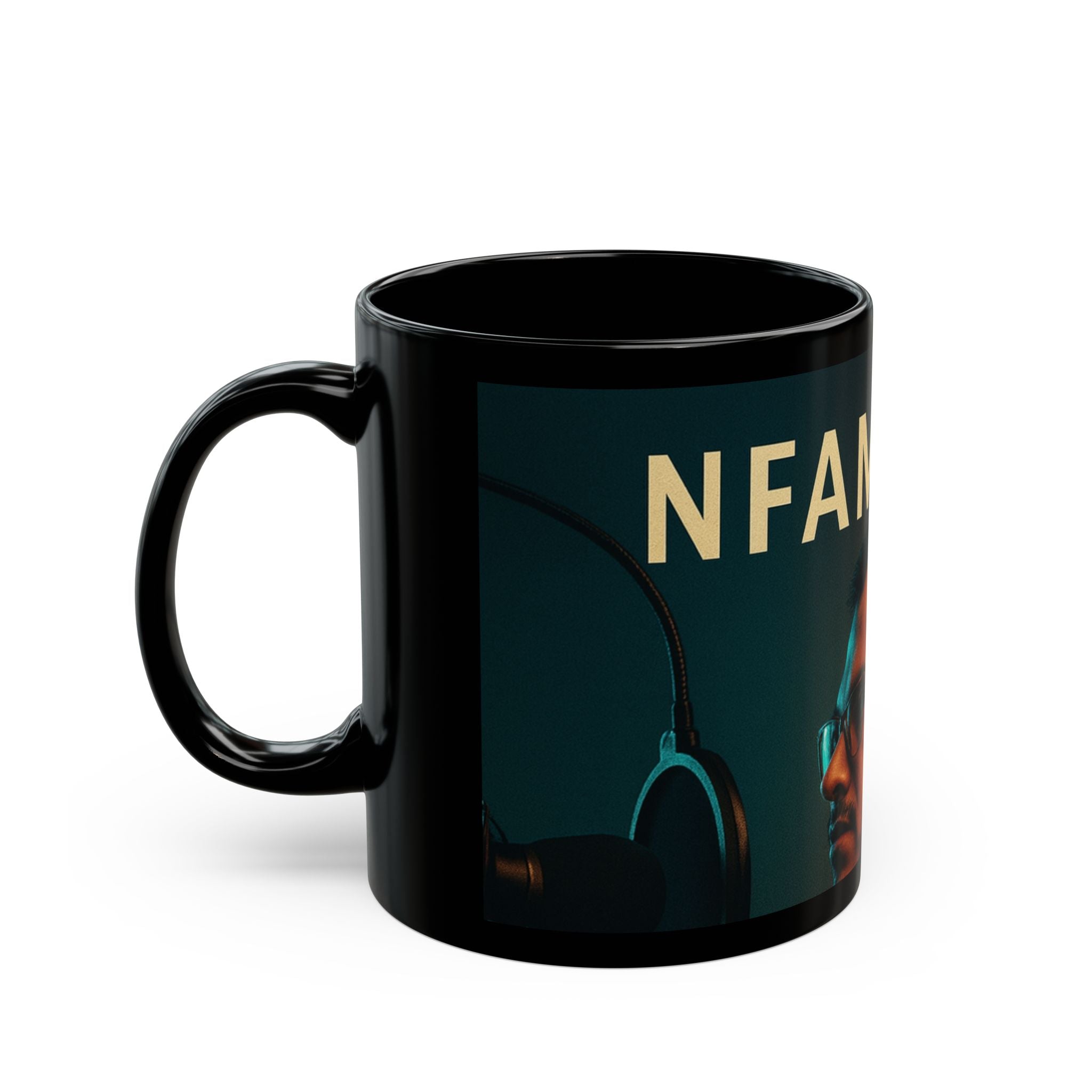 Black Photo Portrait Mug — "IFAMUSTY" Graphic Coffee Cup (11oz & 15oz)