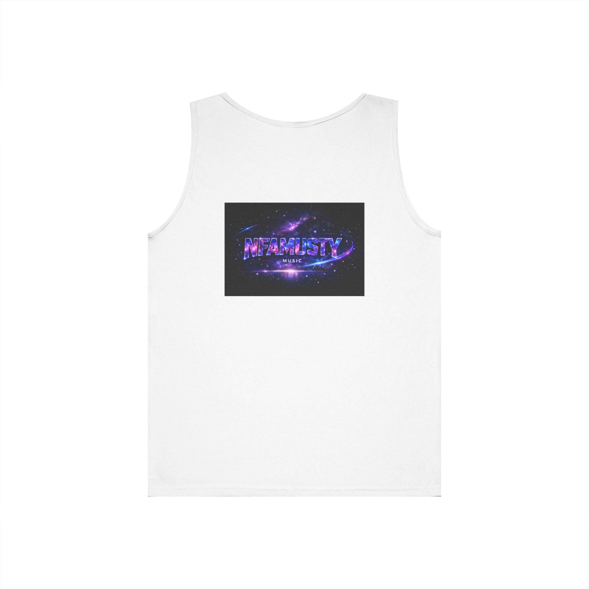 NFAMUSTY Music Tank Top — Retro Rap Artist Portrait & Cosmic Logo Graphic