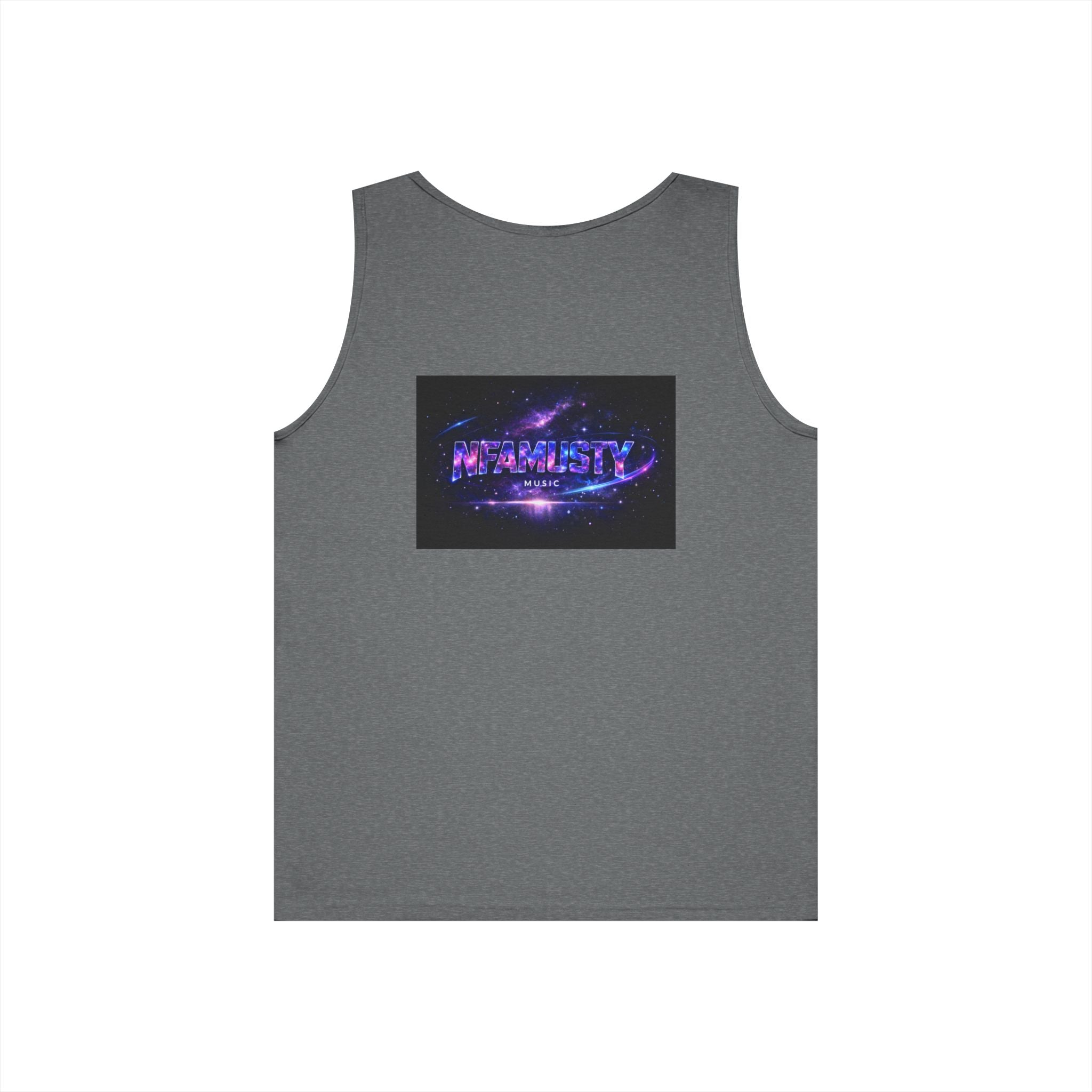 NFAMUSTY Music Tank Top — Retro Rap Artist Portrait & Cosmic Logo Graphic