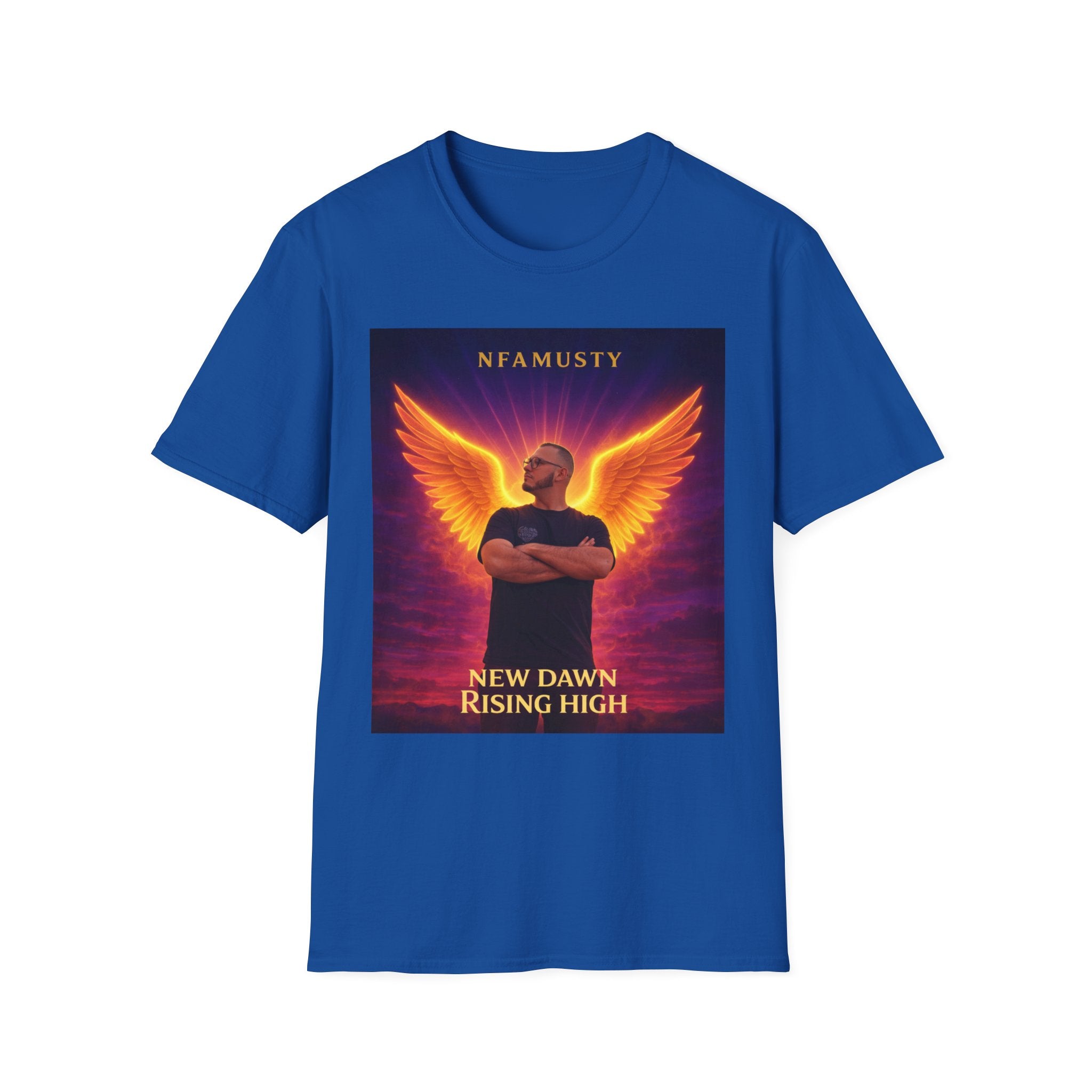 New Dawn Rising High T‑Shirt — NFAMUSTY Angel Wings Album Art Tee