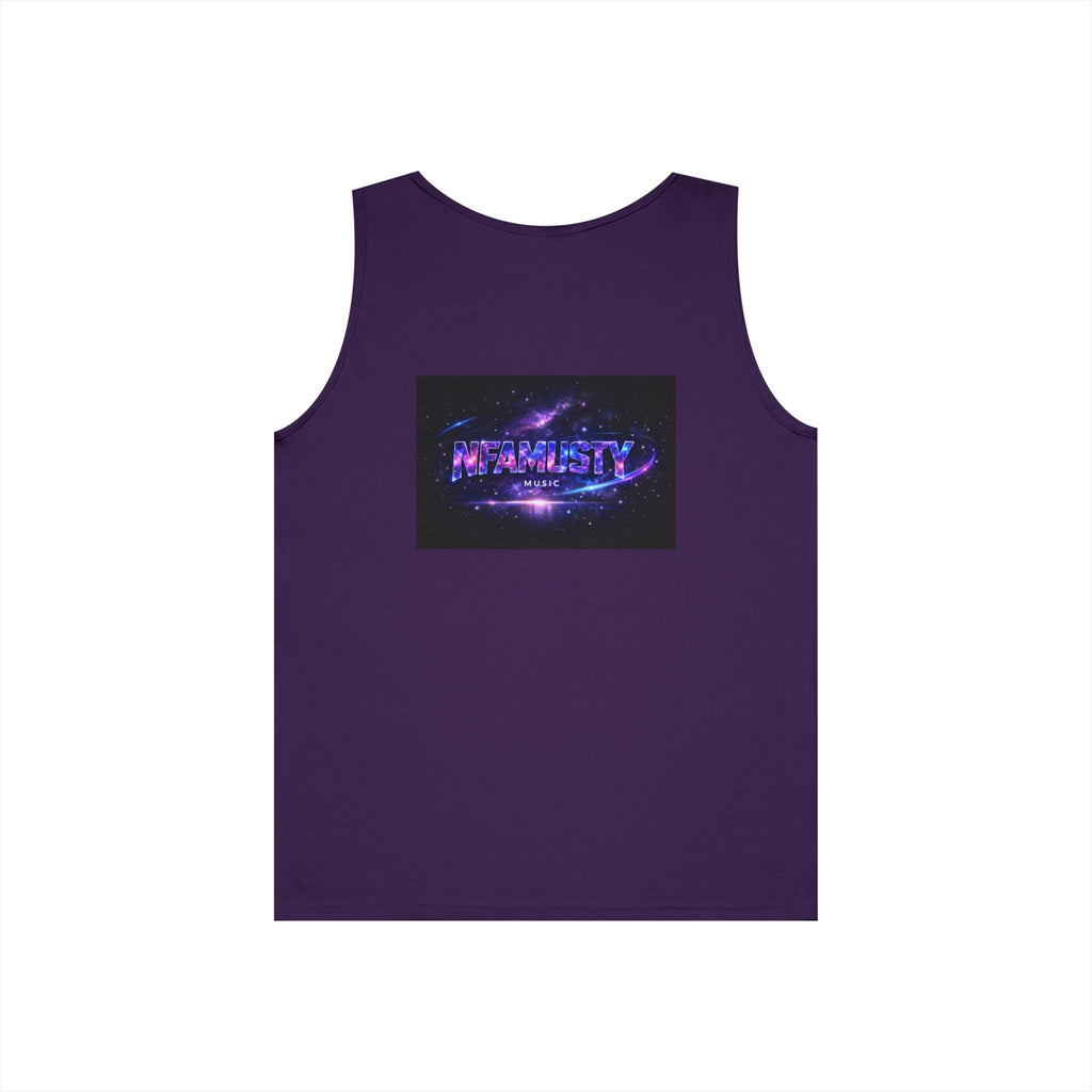 NFAMUSTY Music Tank Top — Retro Rap Artist Portrait & Cosmic Logo Graphic
