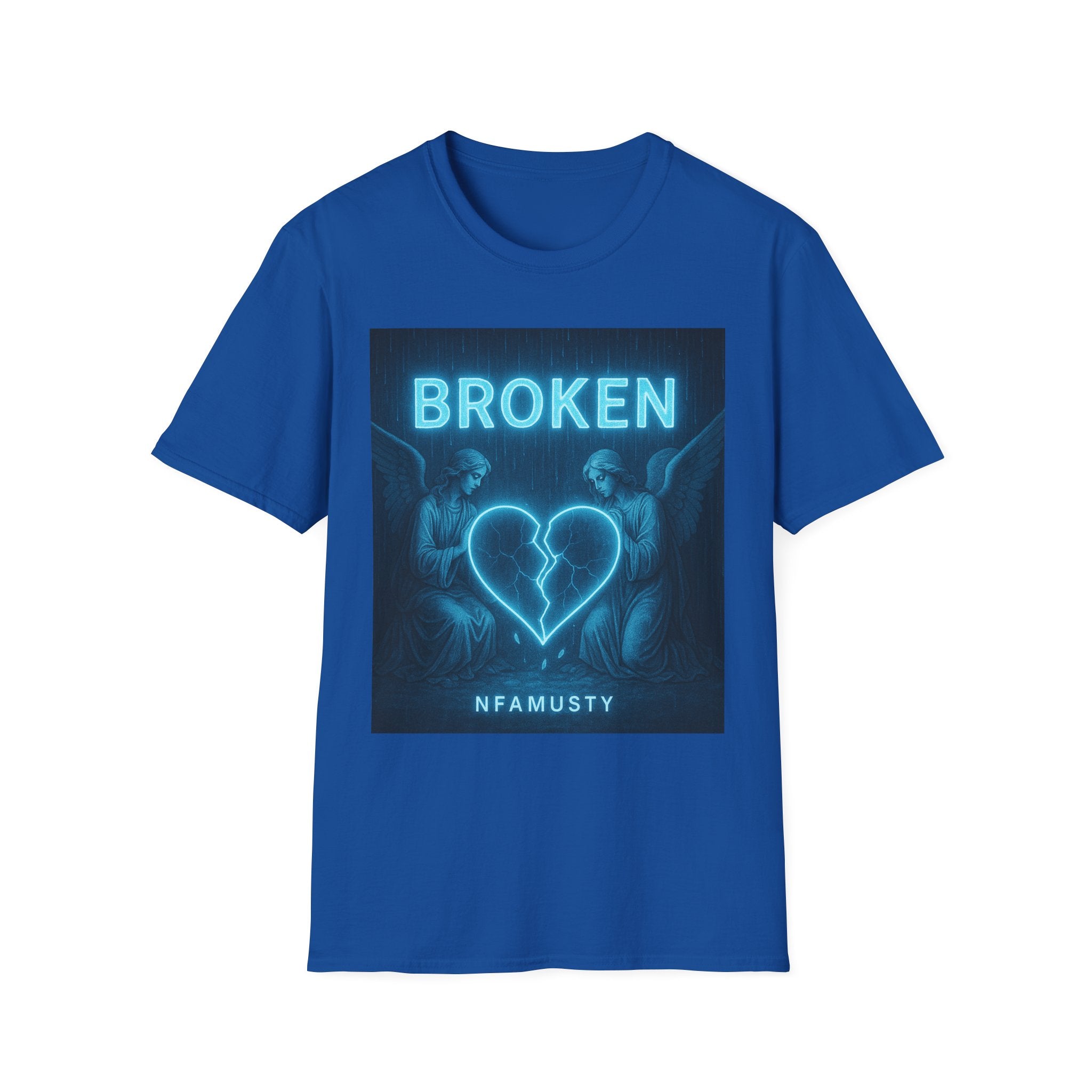 Broken Heart Music Tee — NFAMUSTY Neon Graphic T-Shirt