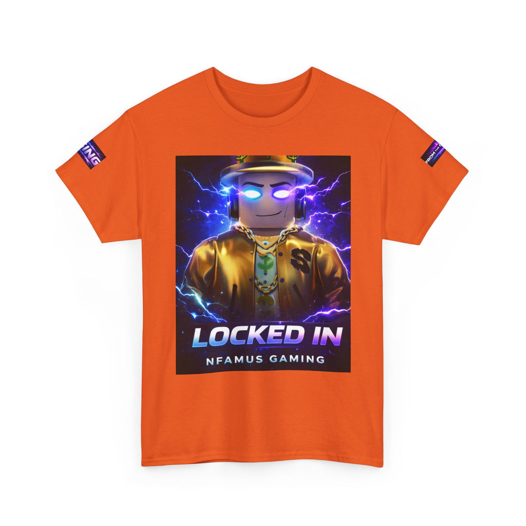 Gaming T-Shirt — "Locked In" NFAMUS Gaming Tee with Neon Game Zone Design