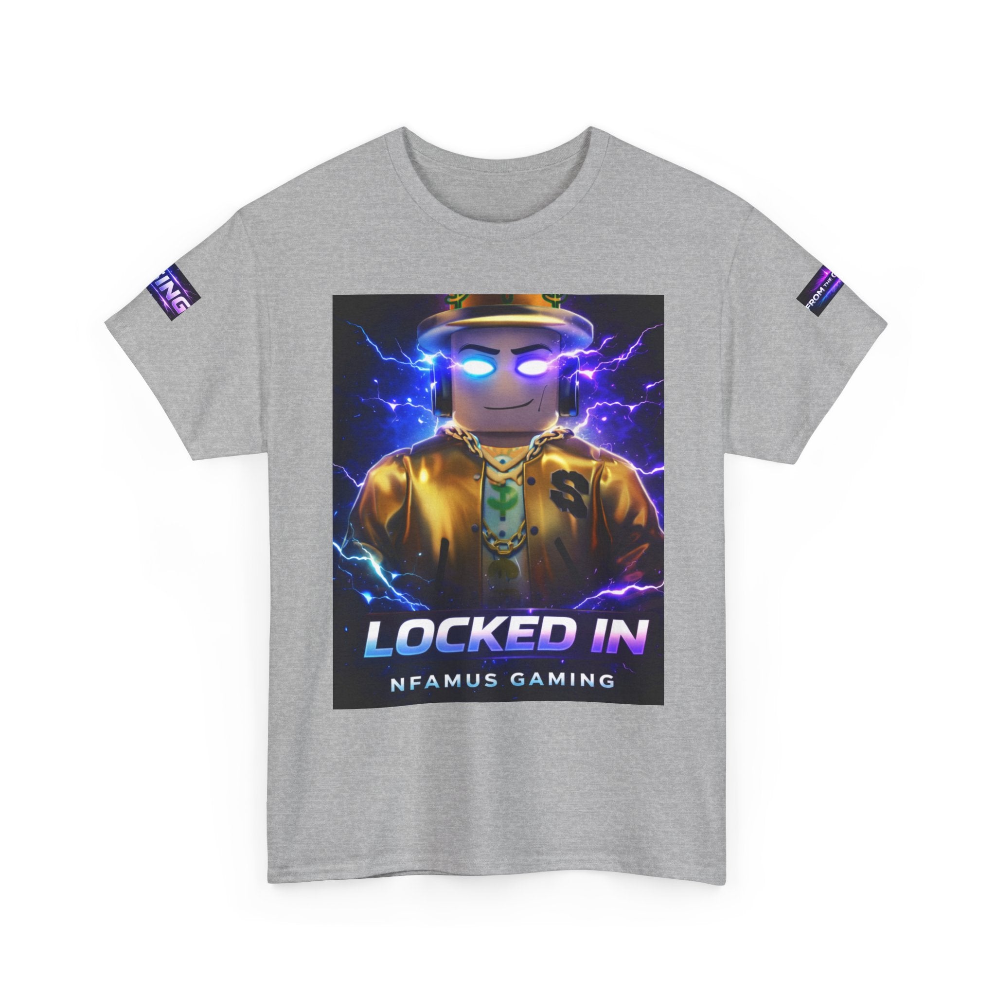 Gaming T-Shirt — "Locked In" NFAMUS Gaming Tee with Neon Game Zone Design