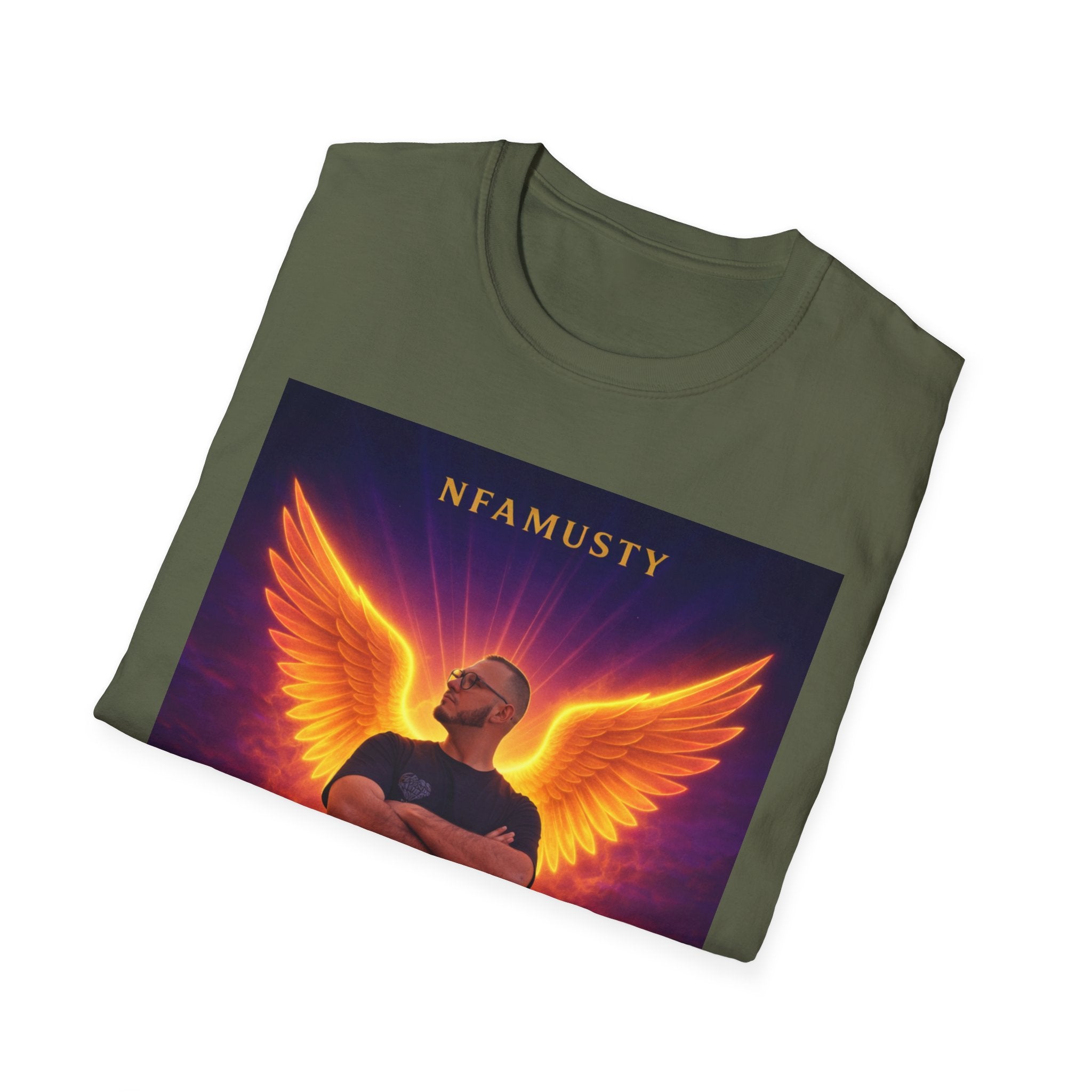 New Dawn Rising High T‑Shirt — NFAMUSTY Angel Wings Album Art Tee