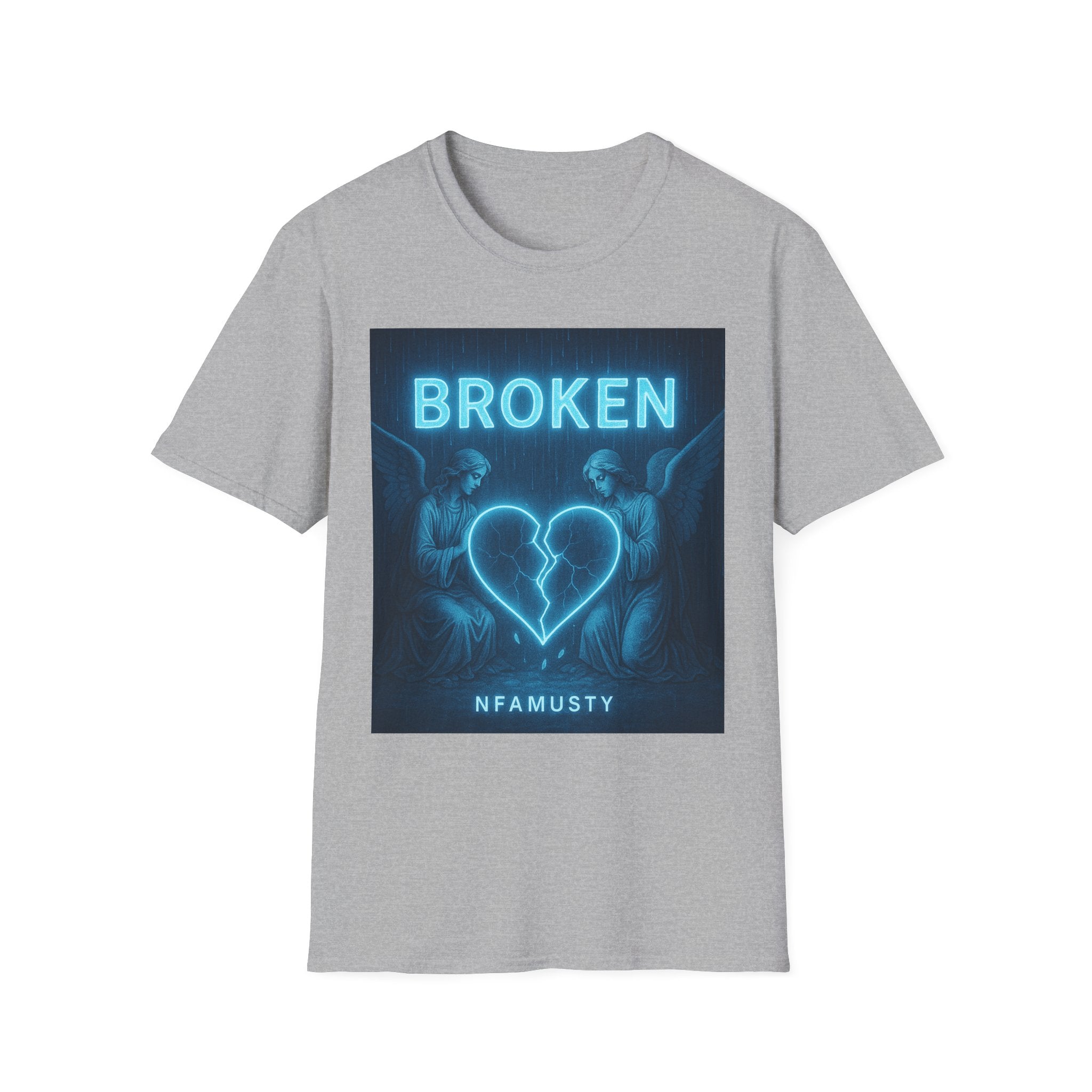 Broken Heart Music Tee — NFAMUSTY Neon Graphic T-Shirt