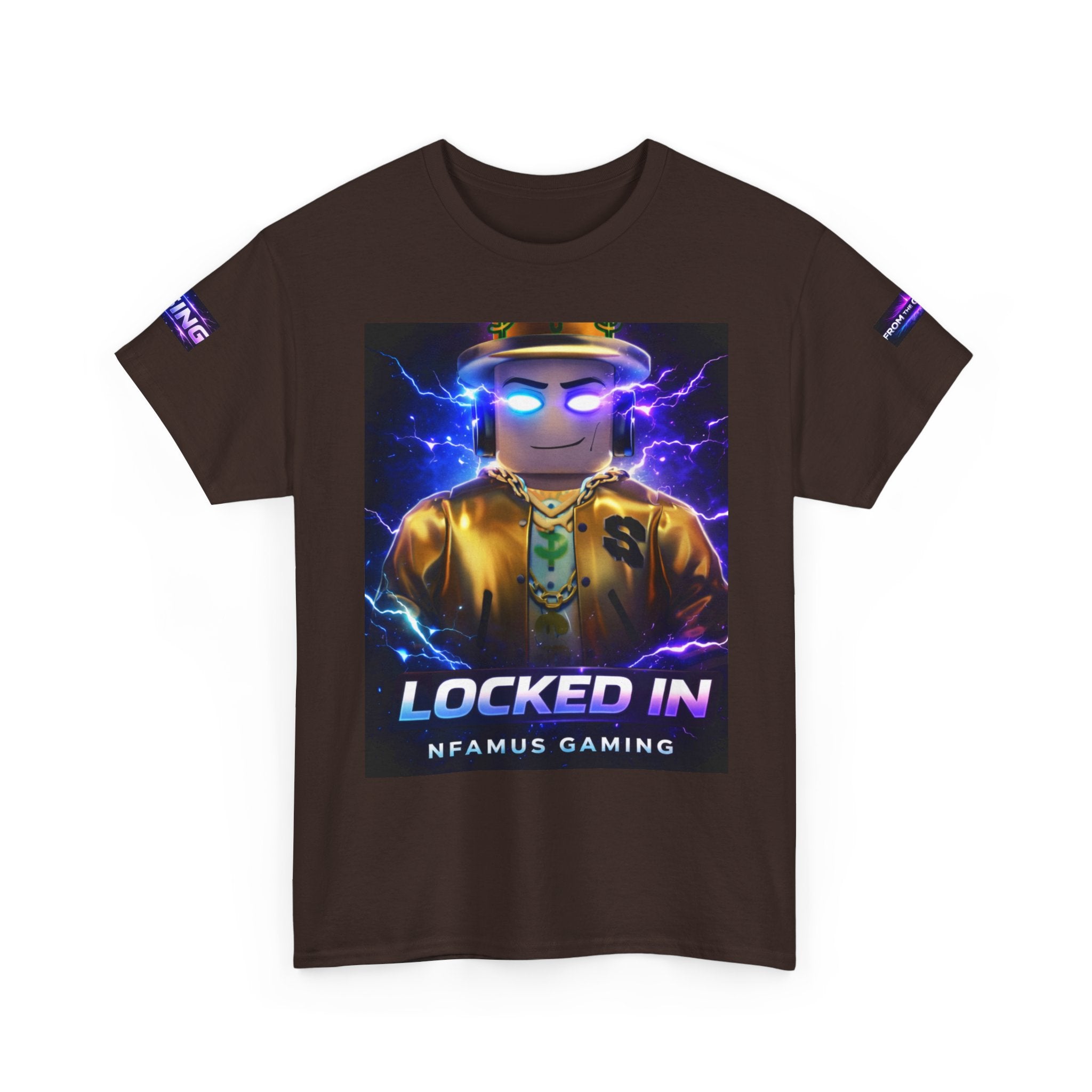Gaming T-Shirt — "Locked In" NFAMUS Gaming Tee with Neon Game Zone Design