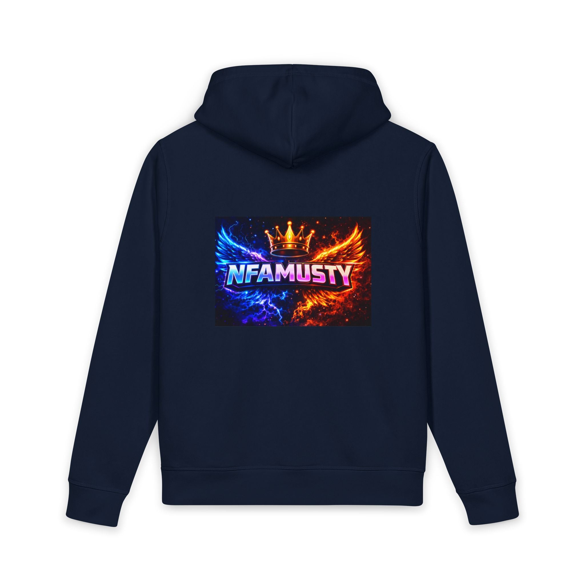 Streamer Logo Hoodie — 'NFAMUSTY' Fire & Ice Portrait Pullover