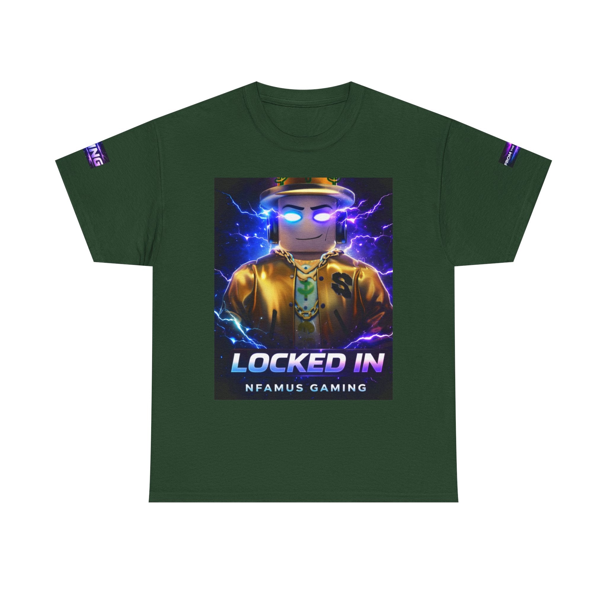 Gaming T-Shirt — "Locked In" NFAMUS Gaming Tee with Neon Game Zone Design