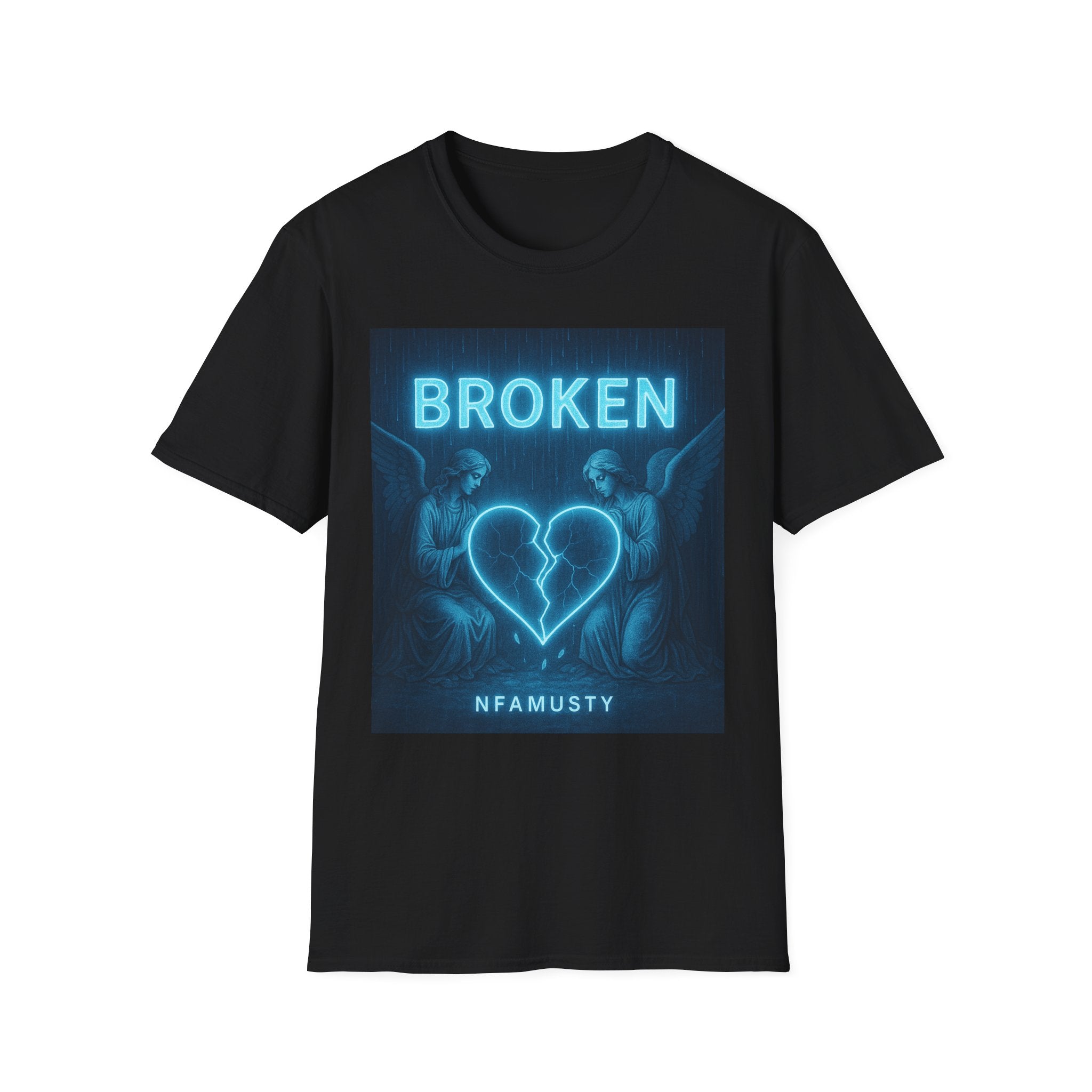 Broken Heart Music Tee — NFAMUSTY Neon Graphic T-Shirt