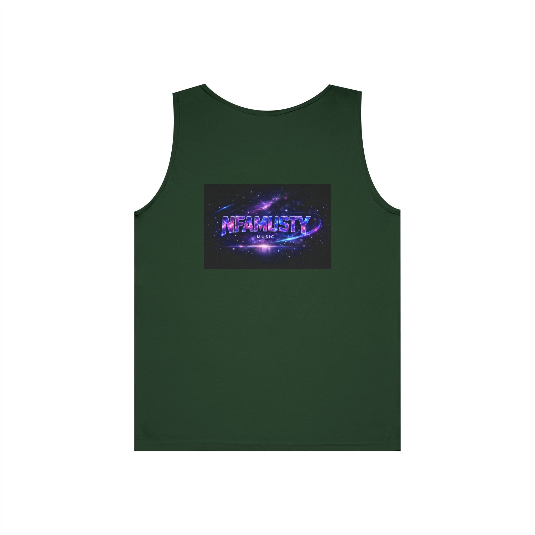 NFAMUSTY Music Tank Top — Retro Rap Artist Portrait & Cosmic Logo Graphic
