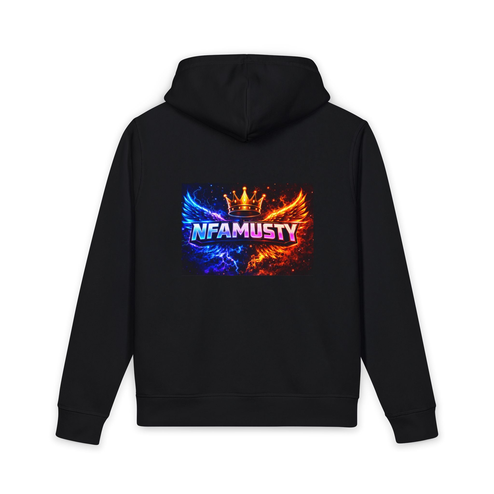 Streamer Logo Hoodie — 'NFAMUSTY' Fire & Ice Portrait Pullover