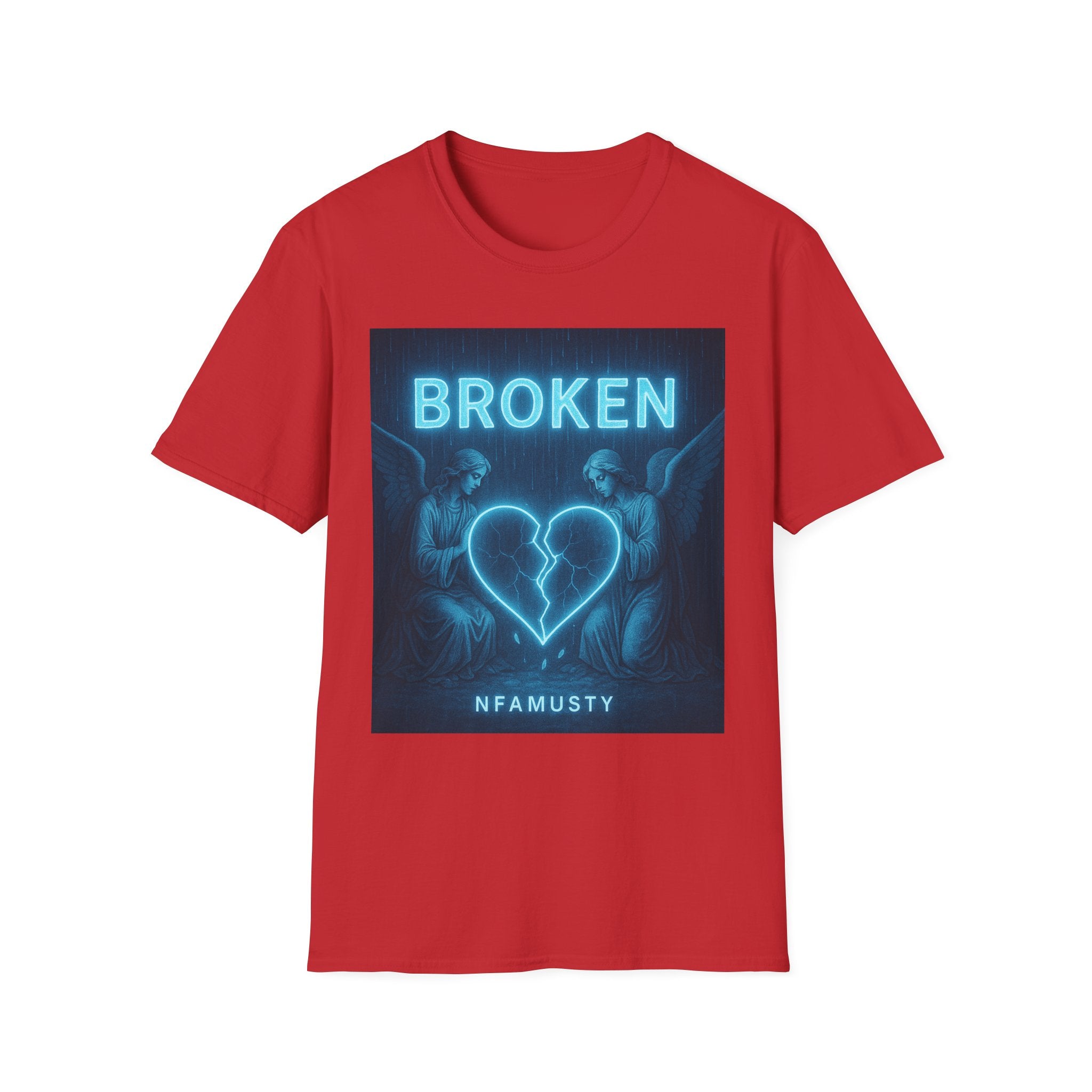 Broken Heart Music Tee — NFAMUSTY Neon Graphic T-Shirt