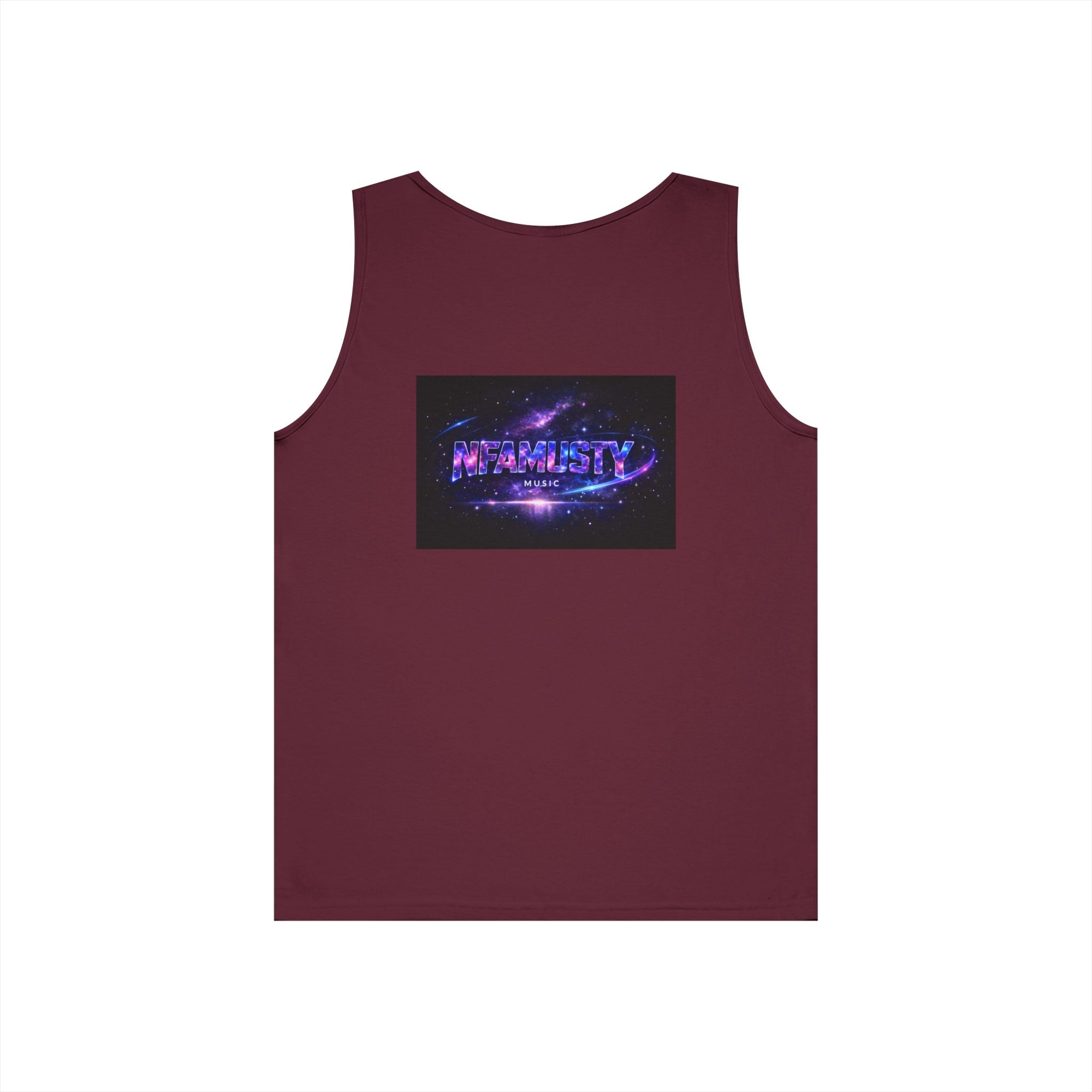 NFAMUSTY Music Tank Top — Retro Rap Artist Portrait & Cosmic Logo Graphic