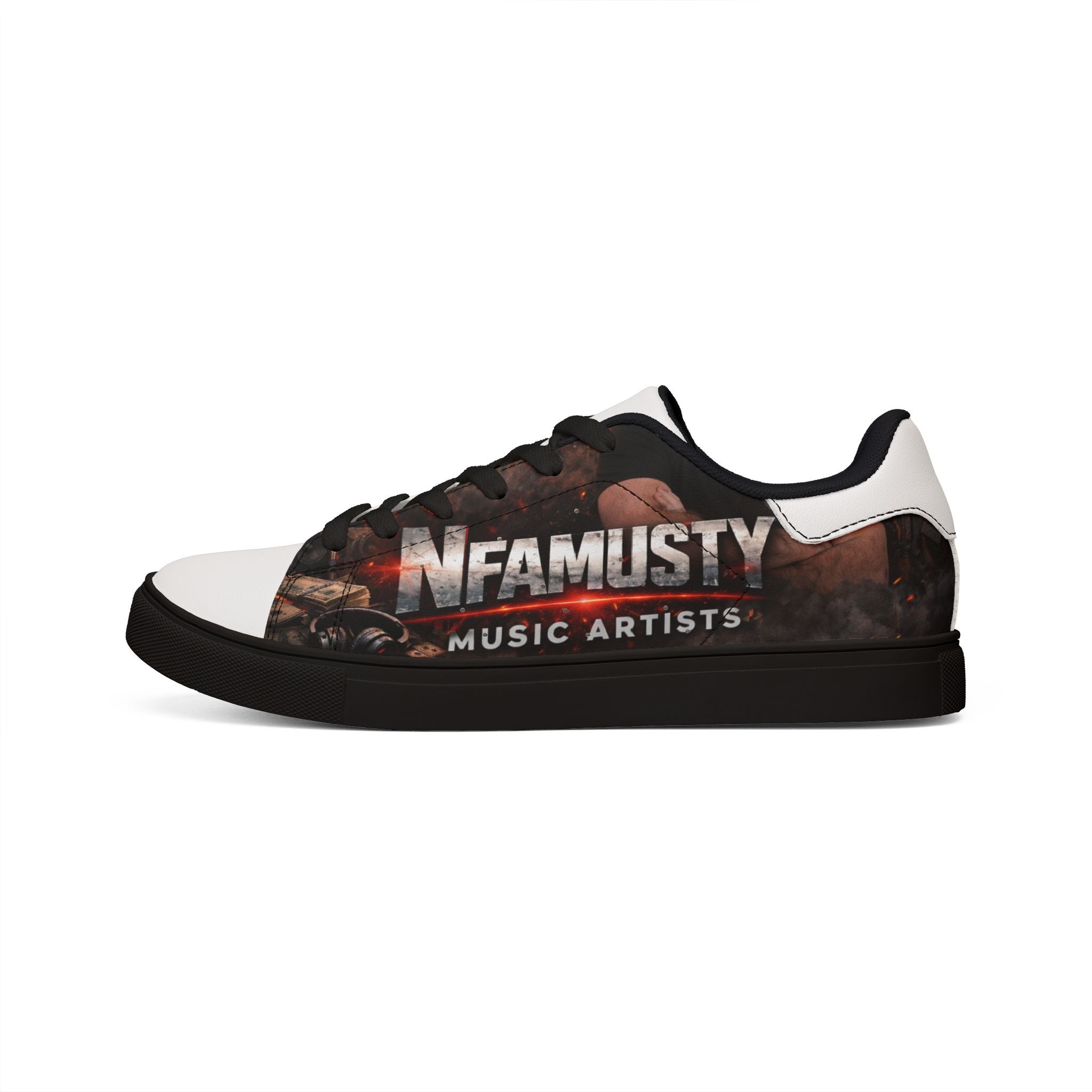 Leather Sneakers — 'NFAMUSTY Music Artists' Low-Top Casual Shoes