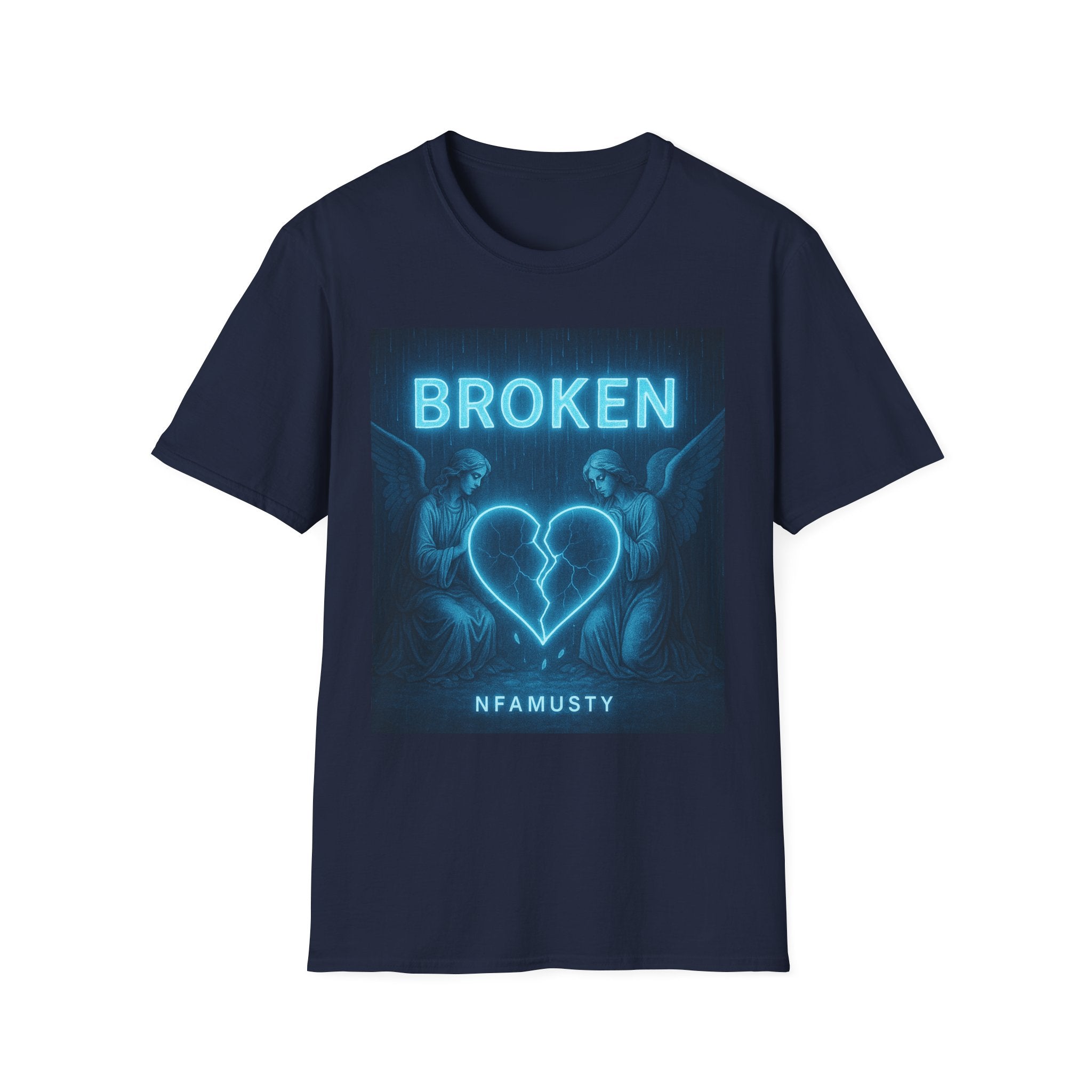 Broken Heart Music Tee — NFAMUSTY Neon Graphic T-Shirt