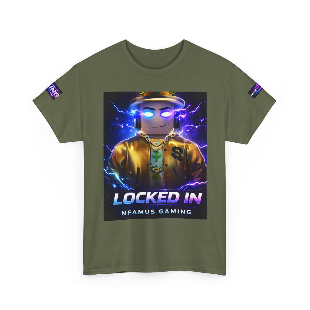 Gaming T-Shirt — "Locked In" NFAMUS Gaming Tee with Neon Game Zone Design
