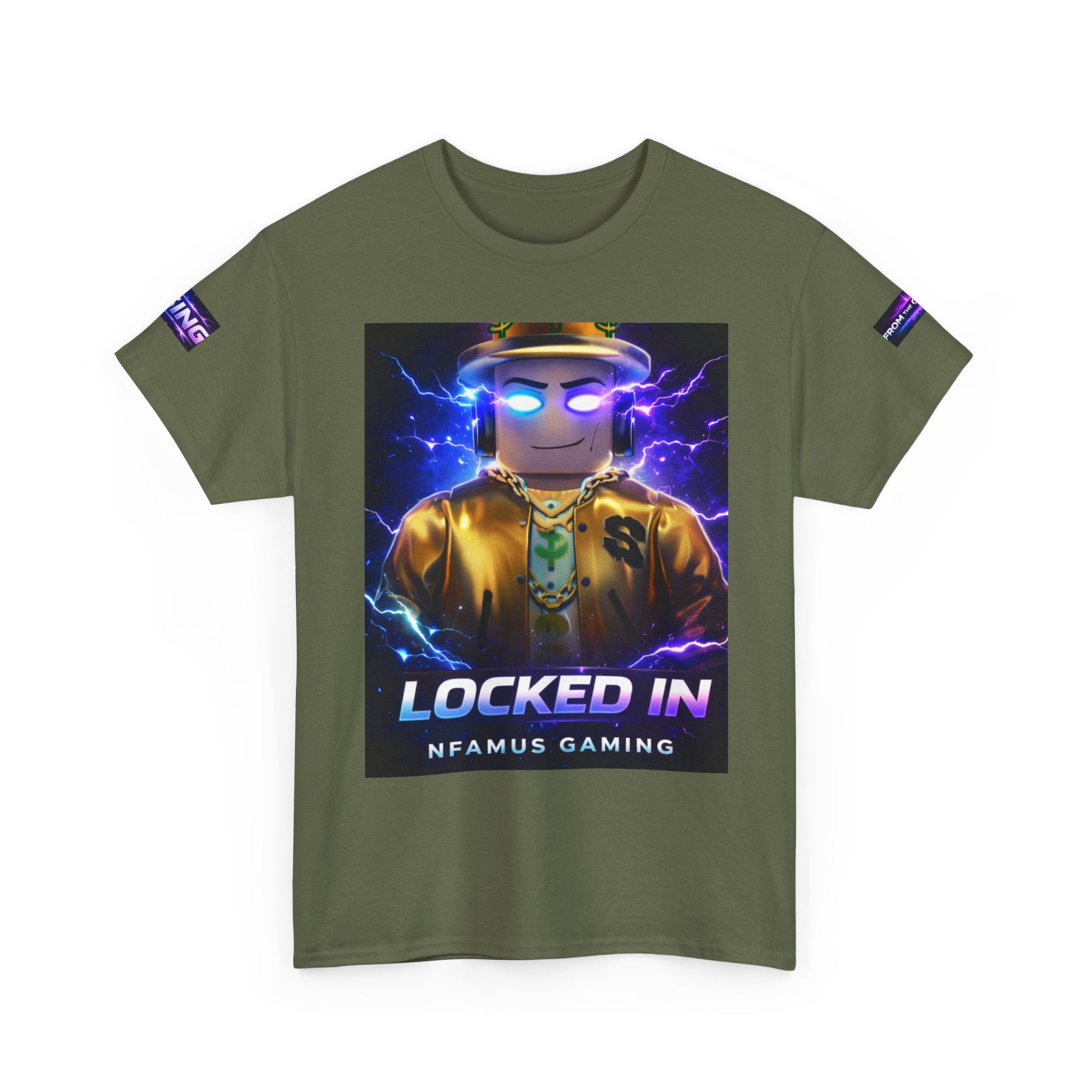 Gaming T-Shirt — "Locked In" NFAMUS Gaming Tee with Neon Game Zone Design