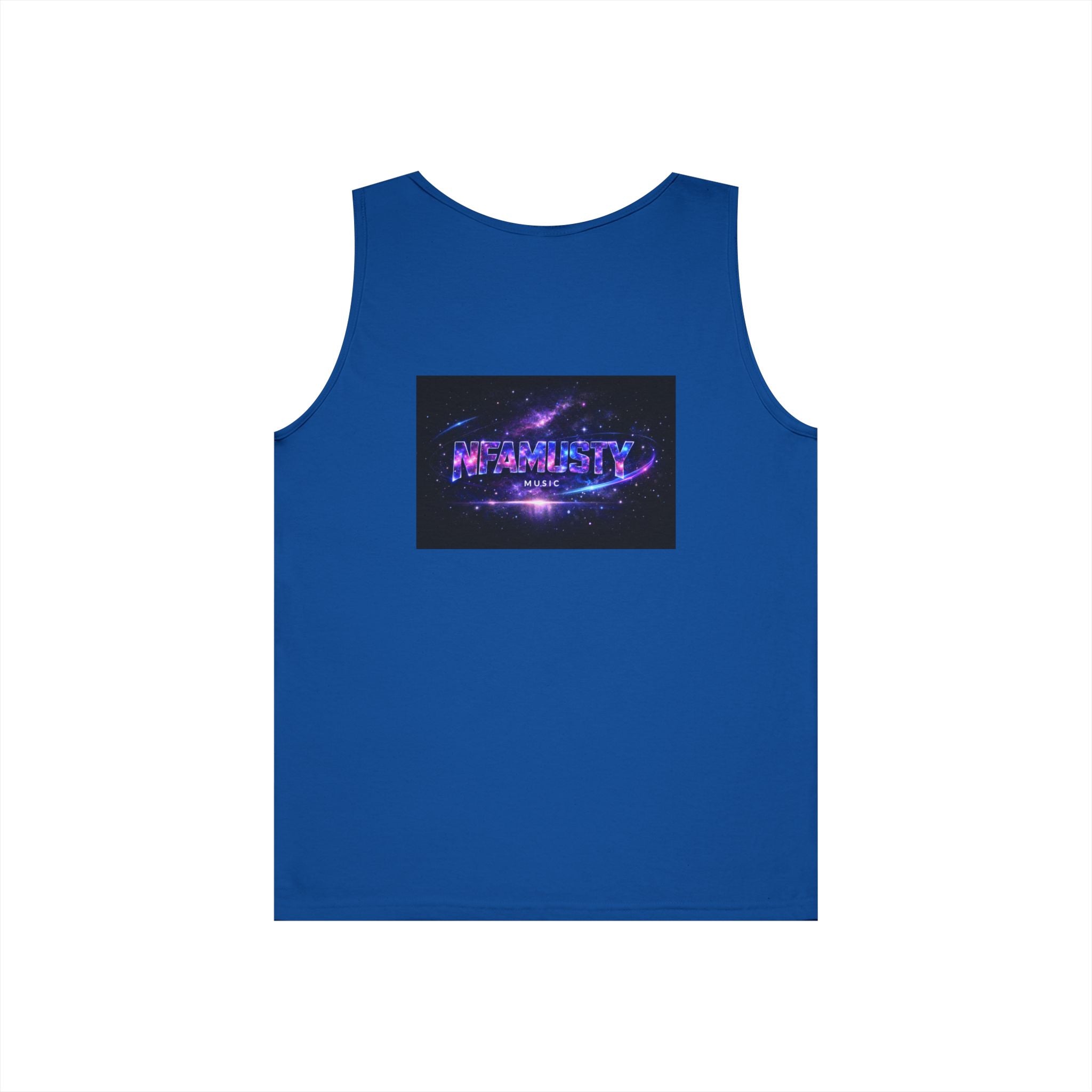NFAMUSTY Music Tank Top — Retro Rap Artist Portrait & Cosmic Logo Graphic