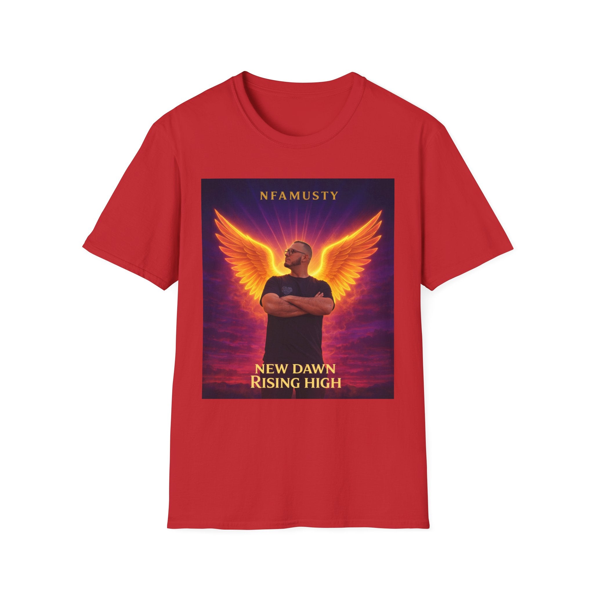 New Dawn Rising High T‑Shirt — NFAMUSTY Angel Wings Album Art Tee