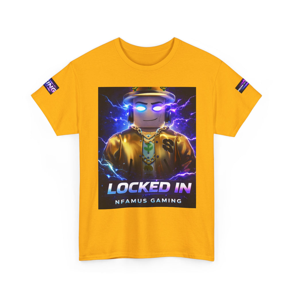 Gaming T-Shirt — "Locked In" NFAMUS Gaming Tee with Neon Game Zone Design
