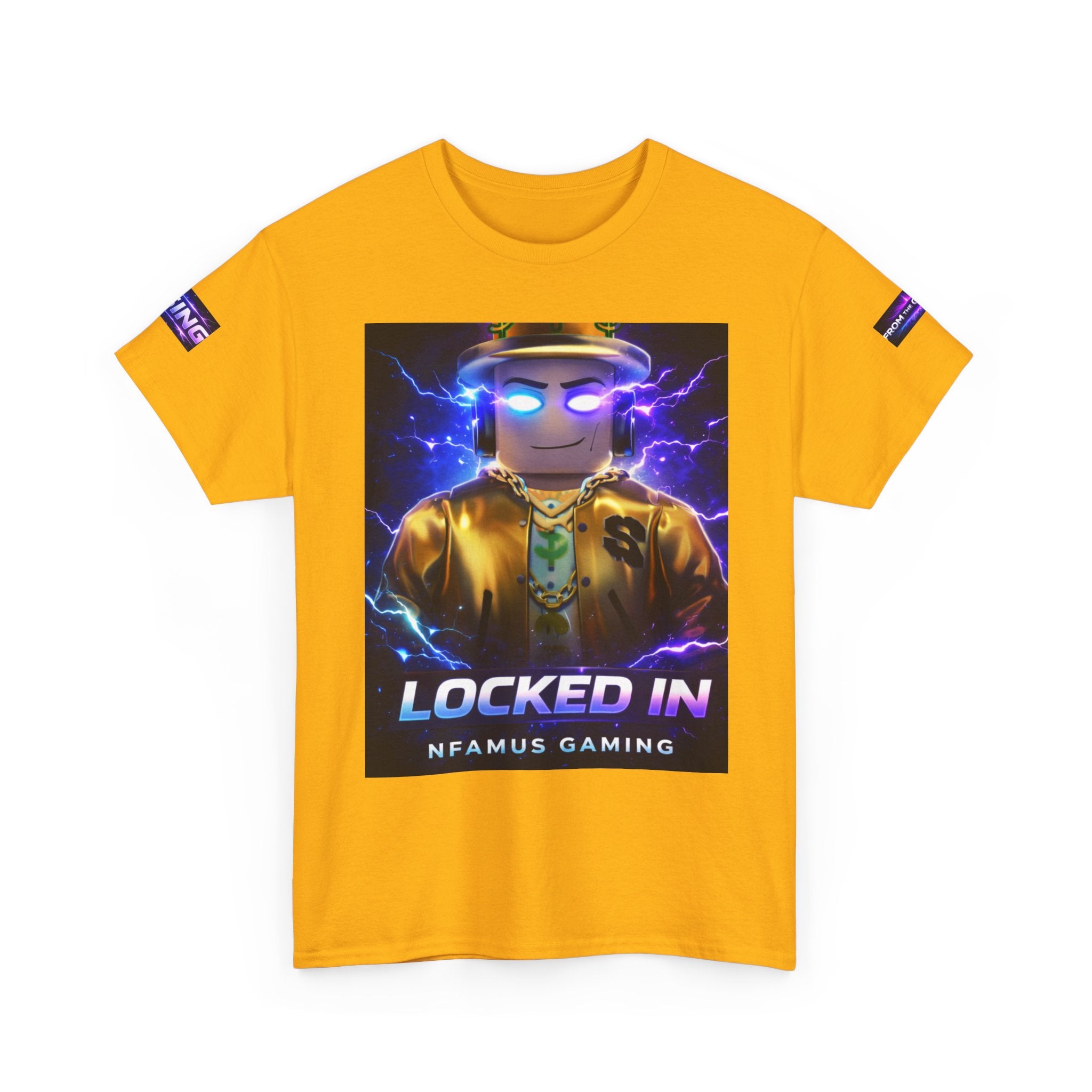 Gaming T-Shirt — "Locked In" NFAMUS Gaming Tee with Neon Game Zone Design