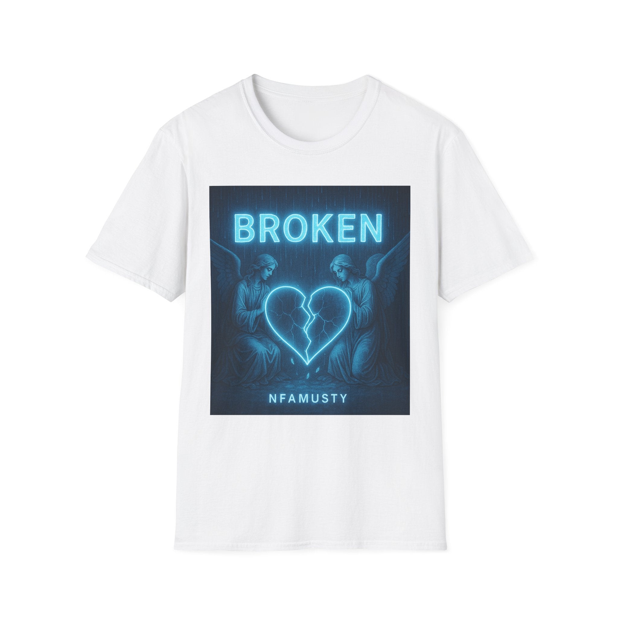 Broken Heart Music Tee — NFAMUSTY Neon Graphic T-Shirt