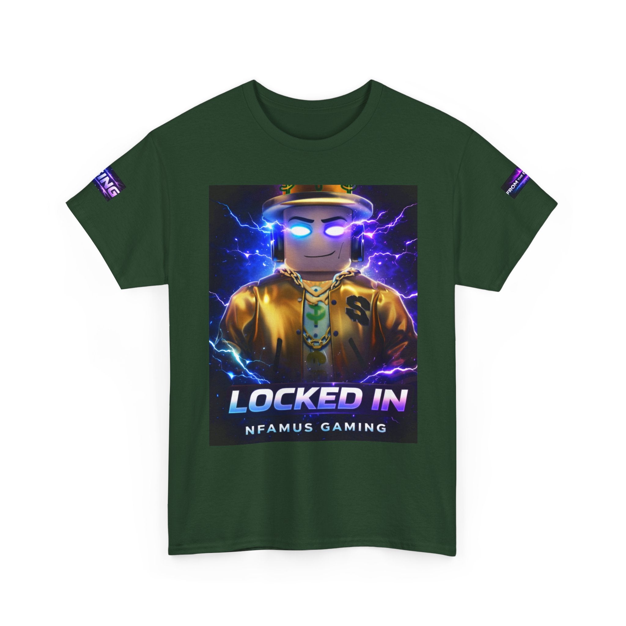 Gaming T-Shirt — "Locked In" NFAMUS Gaming Tee with Neon Game Zone Design