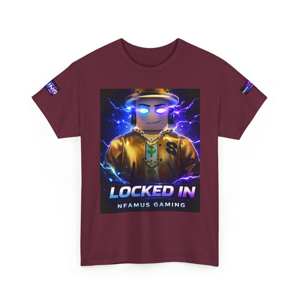 Gaming T-Shirt — "Locked In" NFAMUS Gaming Tee with Neon Game Zone Design
