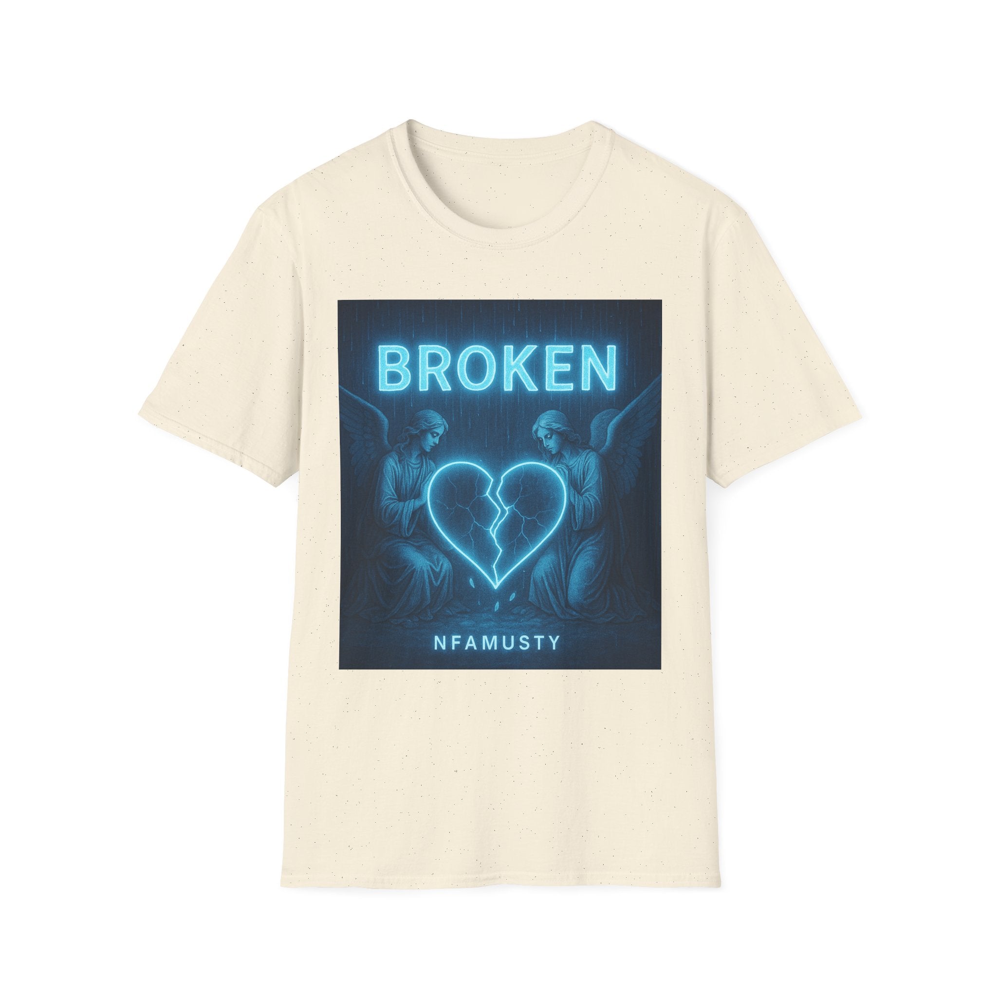 Broken Heart Music Tee — NFAMUSTY Neon Graphic T-Shirt
