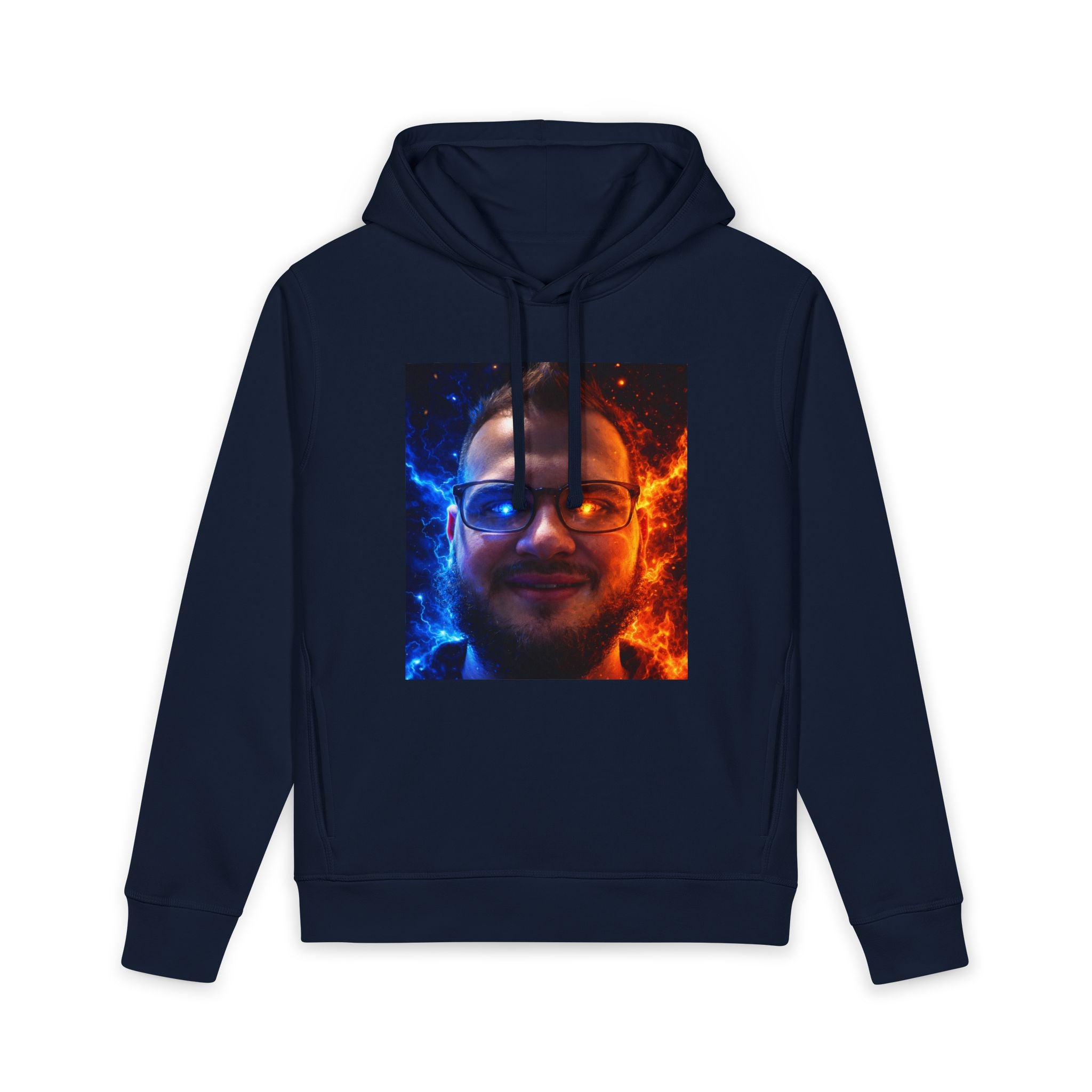 Streamer Logo Hoodie — 'NFAMUSTY' Fire & Ice Portrait Pullover