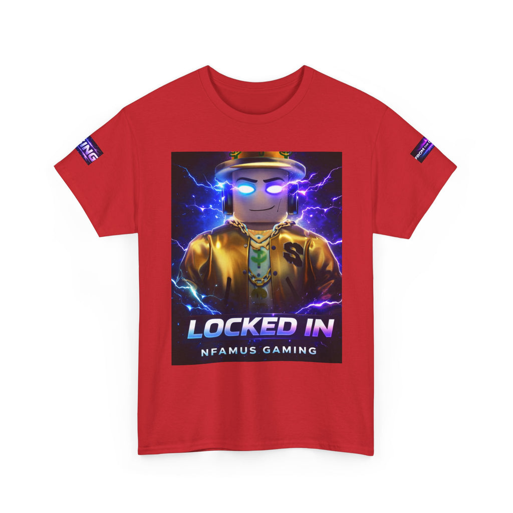 Gaming T-Shirt — "Locked In" NFAMUS Gaming Tee with Neon Game Zone Design