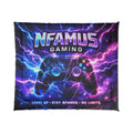 Gaming Comforter — "NFAMUS Gaming" Neon Controller Duvet Cover, Level Up & No Limits Bedding for Gamers