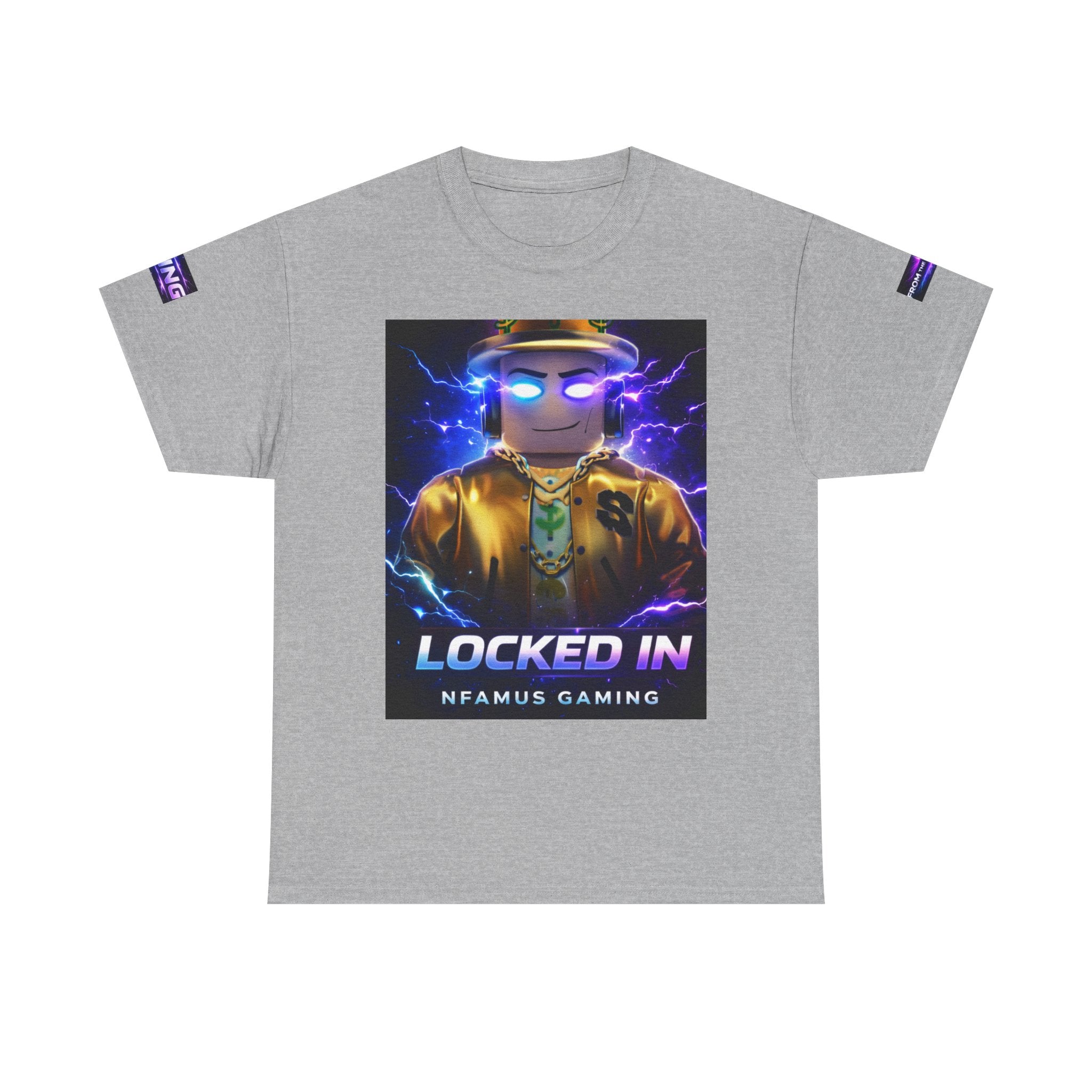 Gaming T-Shirt — "Locked In" NFAMUS Gaming Tee with Neon Game Zone Design