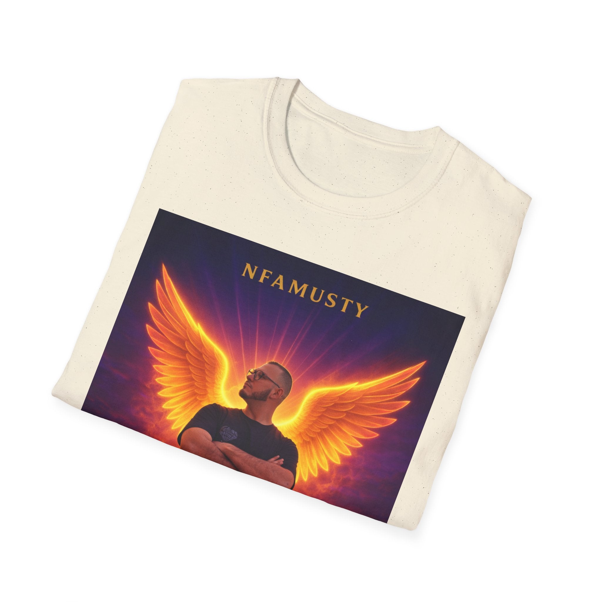 New Dawn Rising High T‑Shirt — NFAMUSTY Angel Wings Album Art Tee