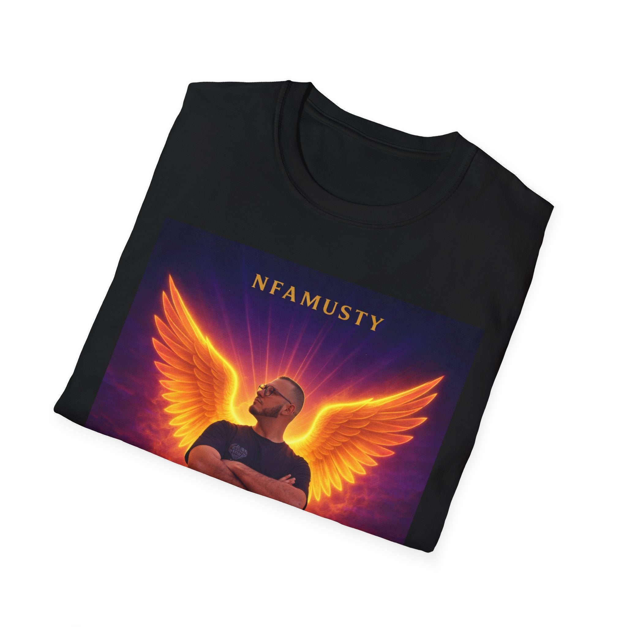 New Dawn Rising High T‑Shirt — NFAMUSTY Angel Wings Album Art Tee