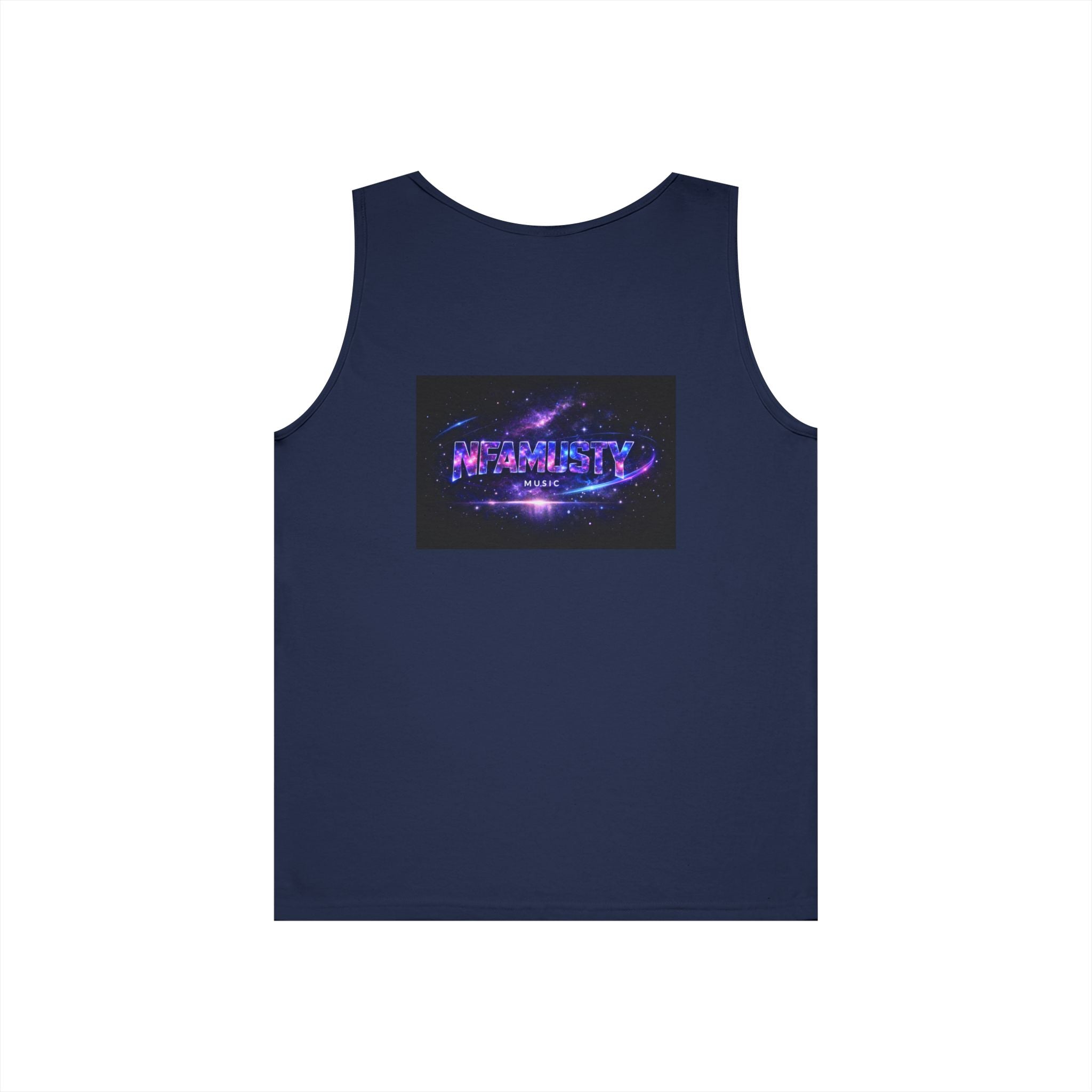 NFAMUSTY Music Tank Top — Retro Rap Artist Portrait & Cosmic Logo Graphic
