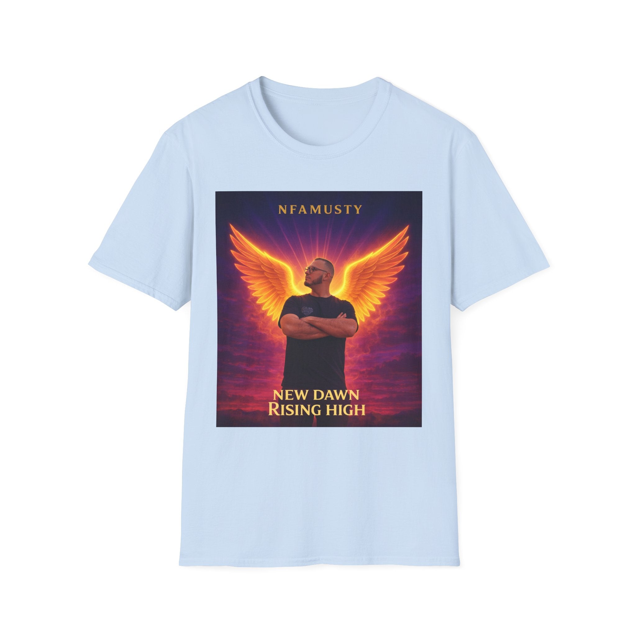 New Dawn Rising High T‑Shirt — NFAMUSTY Angel Wings Album Art Tee