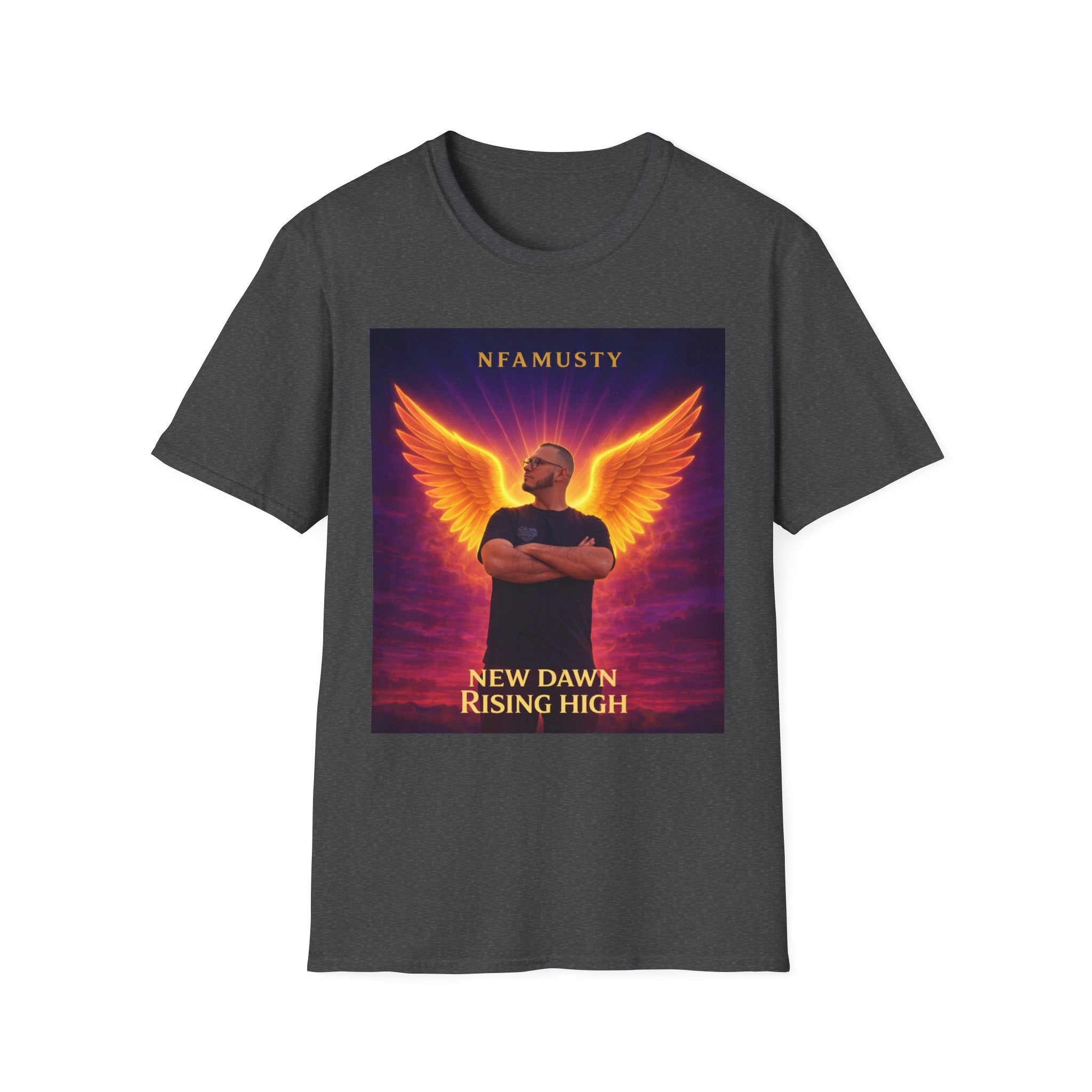 New Dawn Rising High T‑Shirt — NFAMUSTY Angel Wings Album Art Tee