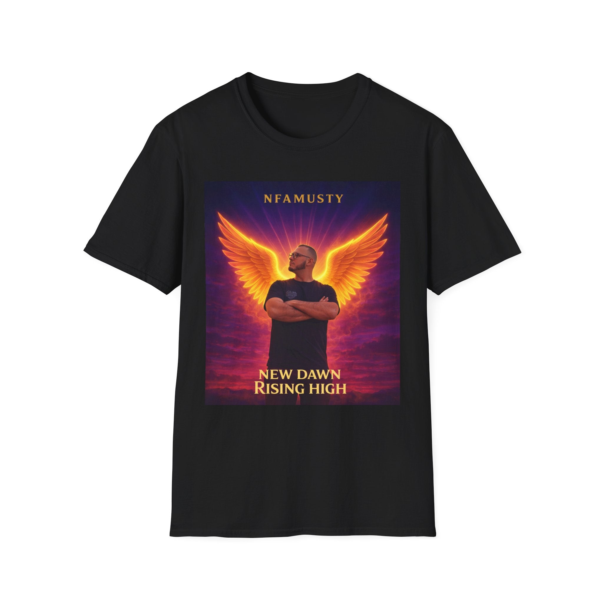 New Dawn Rising High T‑Shirt — NFAMUSTY Angel Wings Album Art Tee