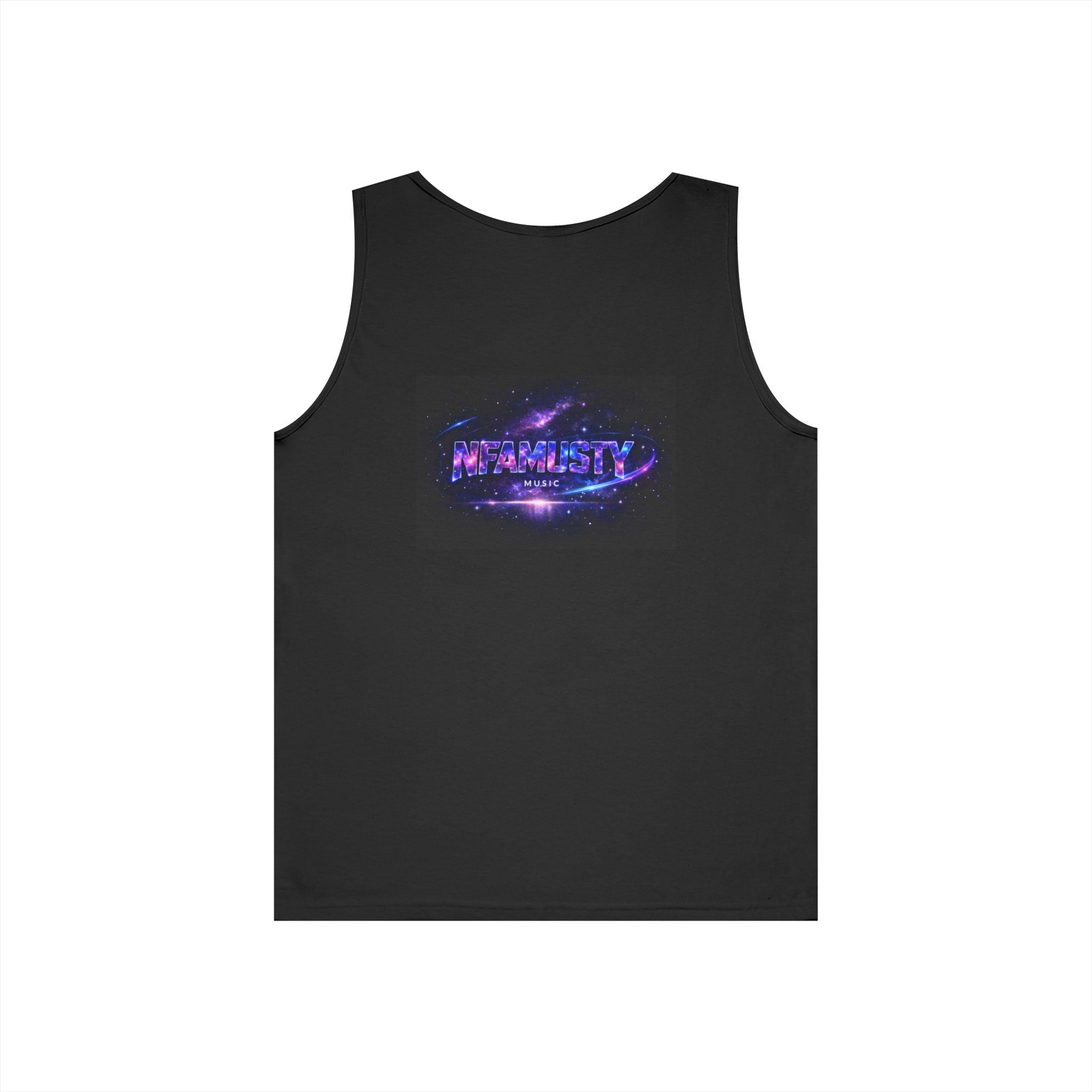 NFAMUSTY Music Tank Top — Retro Rap Artist Portrait & Cosmic Logo Graphic