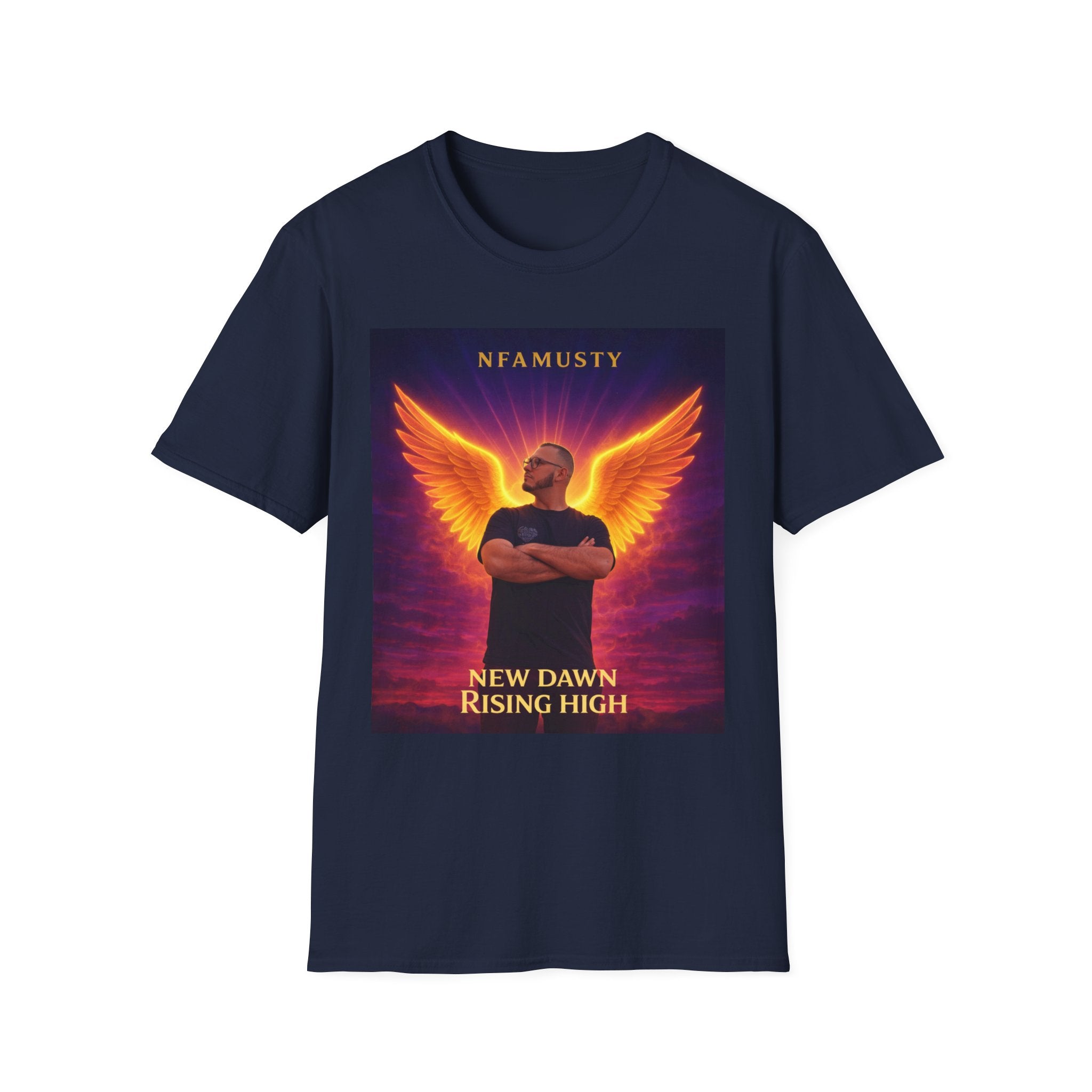 New Dawn Rising High T‑Shirt — NFAMUSTY Angel Wings Album Art Tee