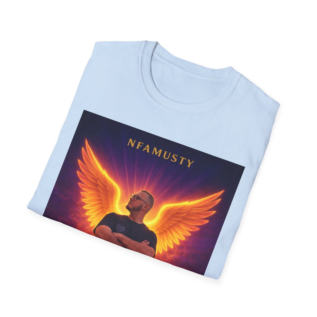 New Dawn Rising High T‑Shirt — NFAMUSTY Angel Wings Album Art Tee