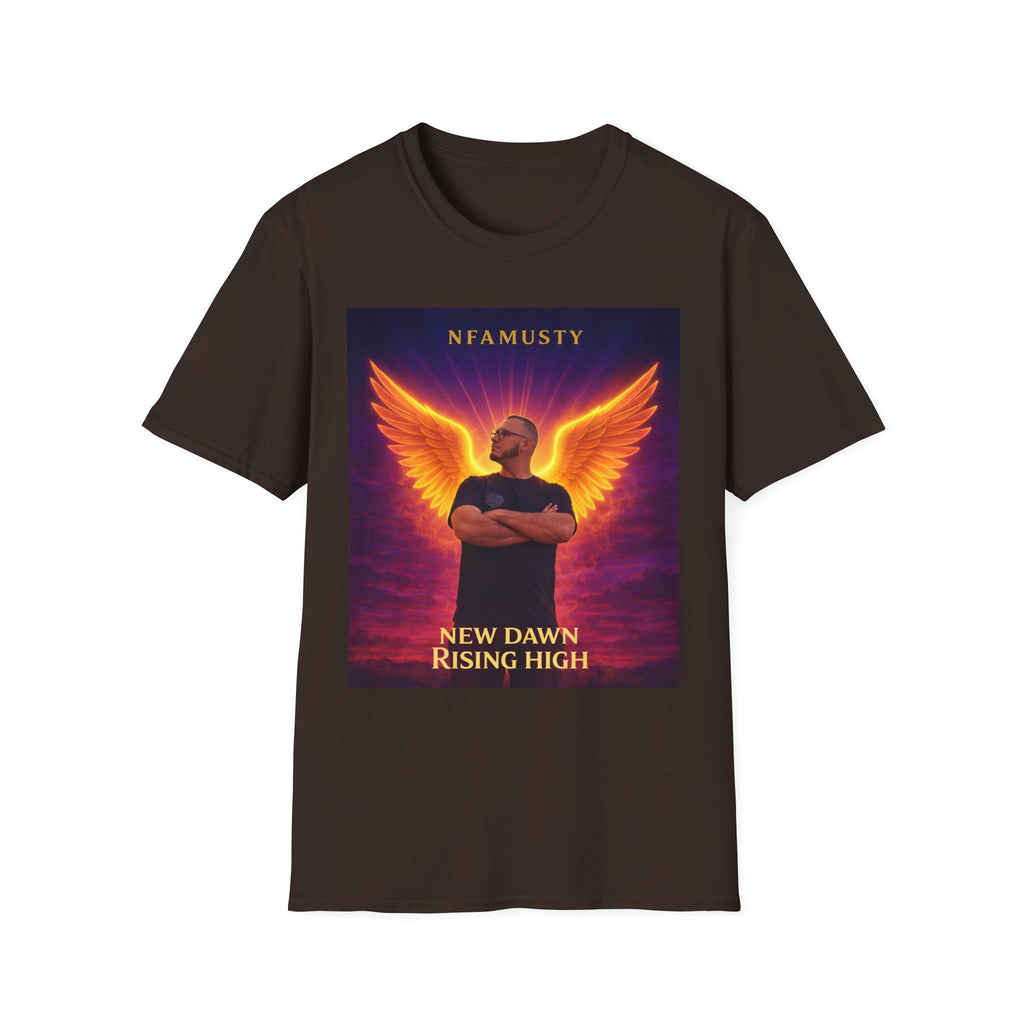 New Dawn Rising High T‑Shirt — NFAMUSTY Angel Wings Album Art Tee
