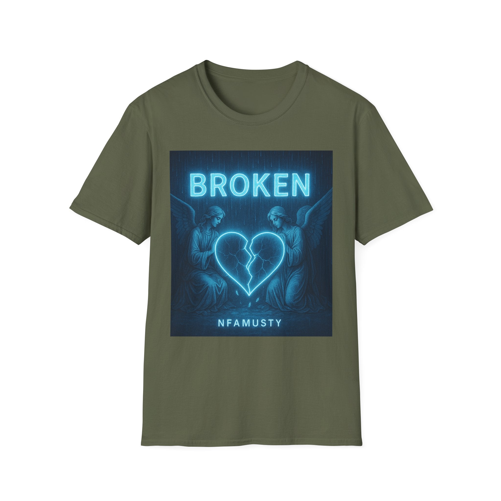 Broken Heart Music Tee — NFAMUSTY Neon Graphic T-Shirt
